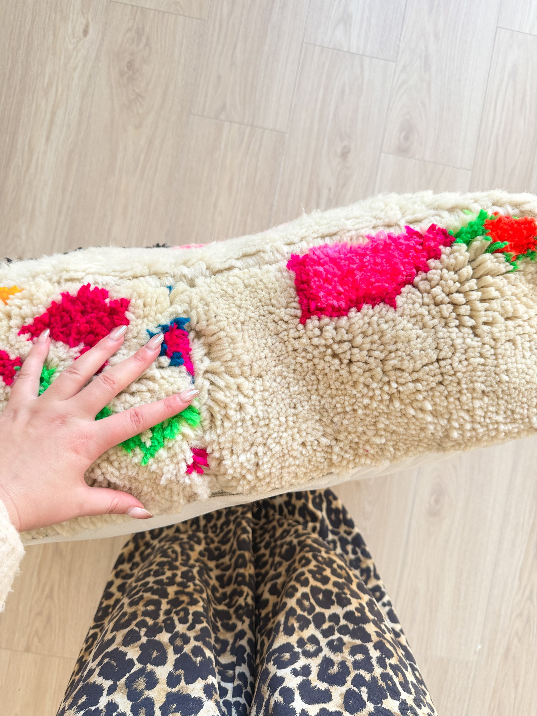 Moroccan pouf, colorful Berber pouf - 60 x 60 cm - n°82