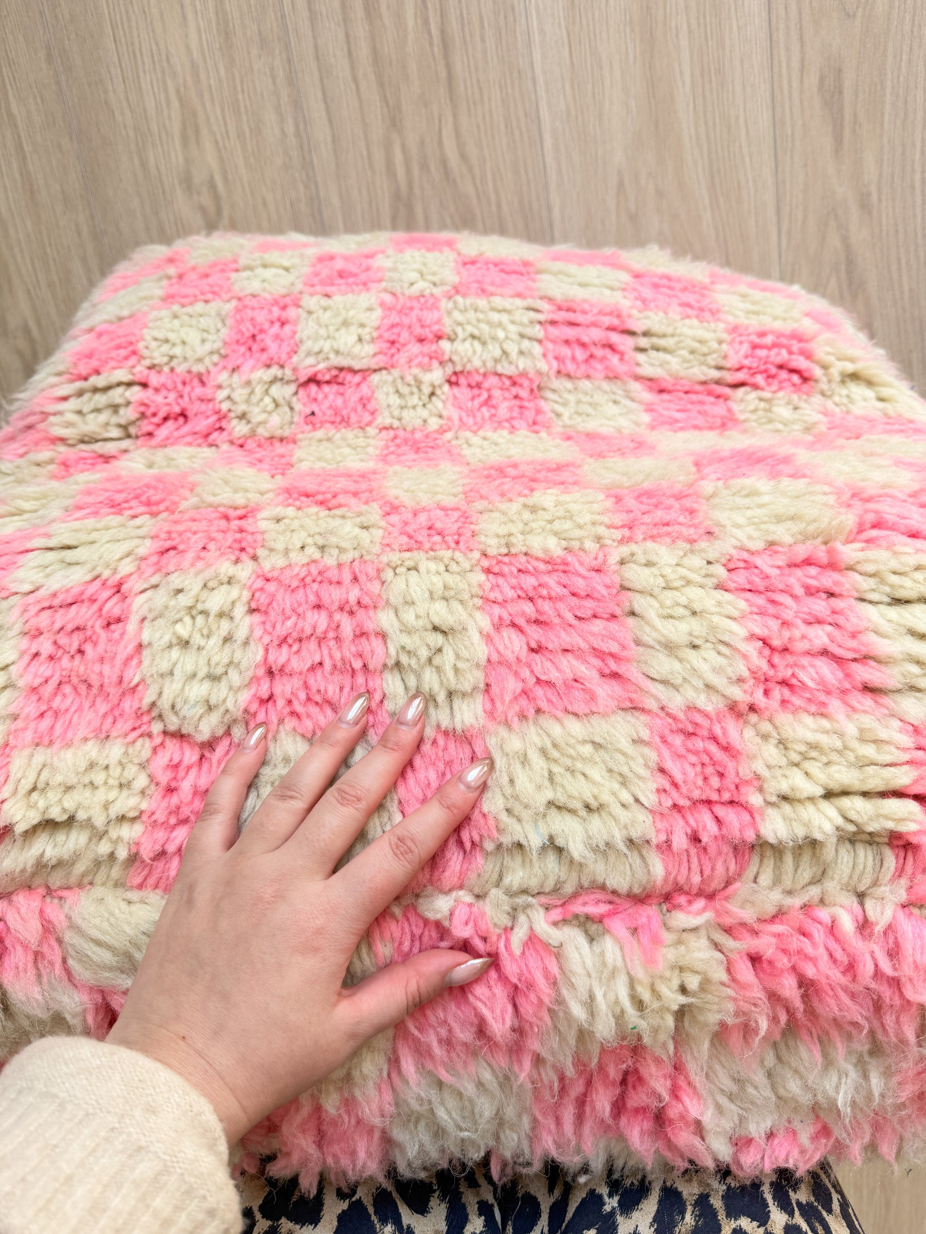 Moroccan pouf, colorful Berber pouf - 60 x 60 cm - n°85