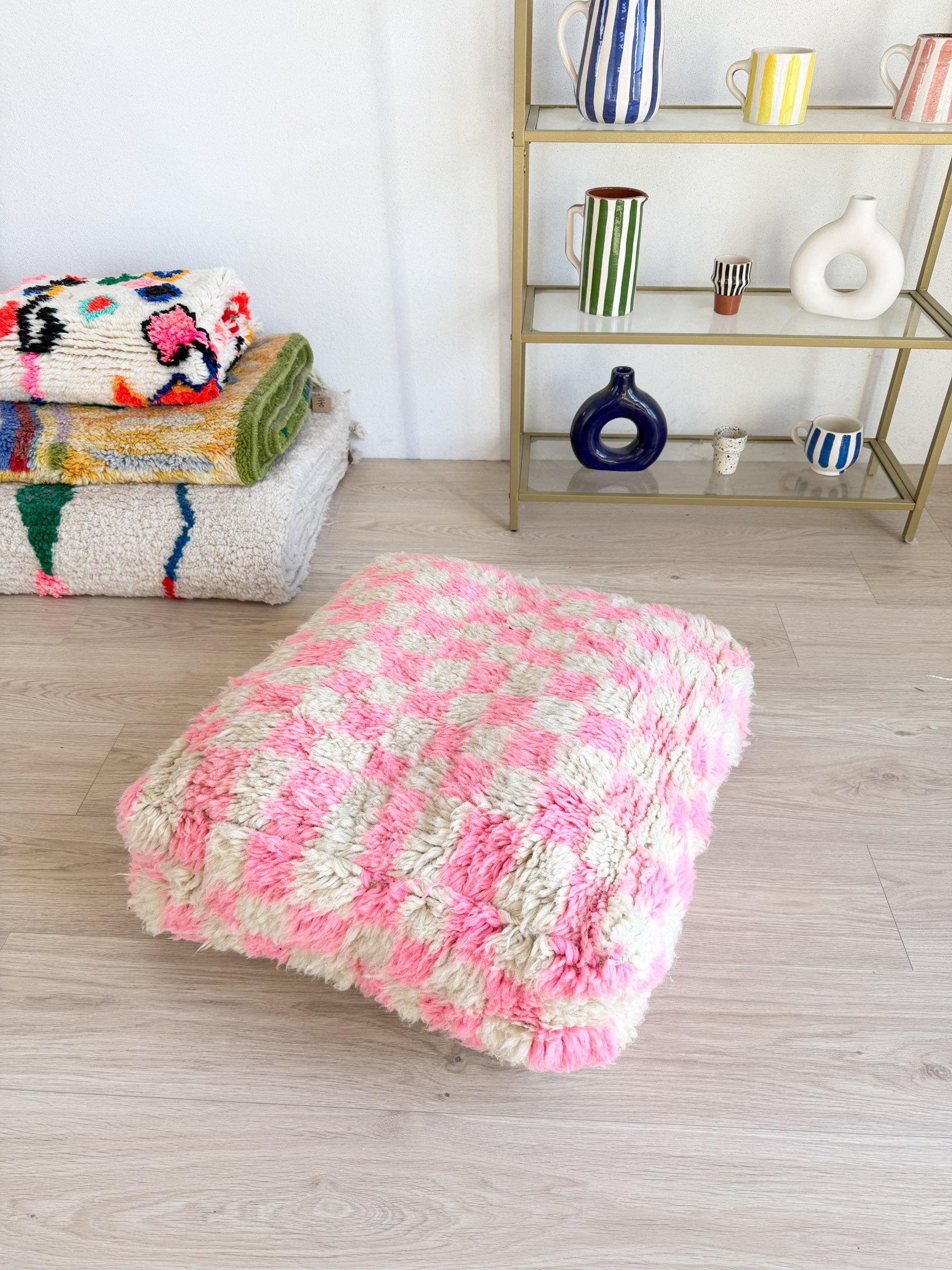 Moroccan pouf, colorful Berber pouf - 60 x 60 cm - n°85