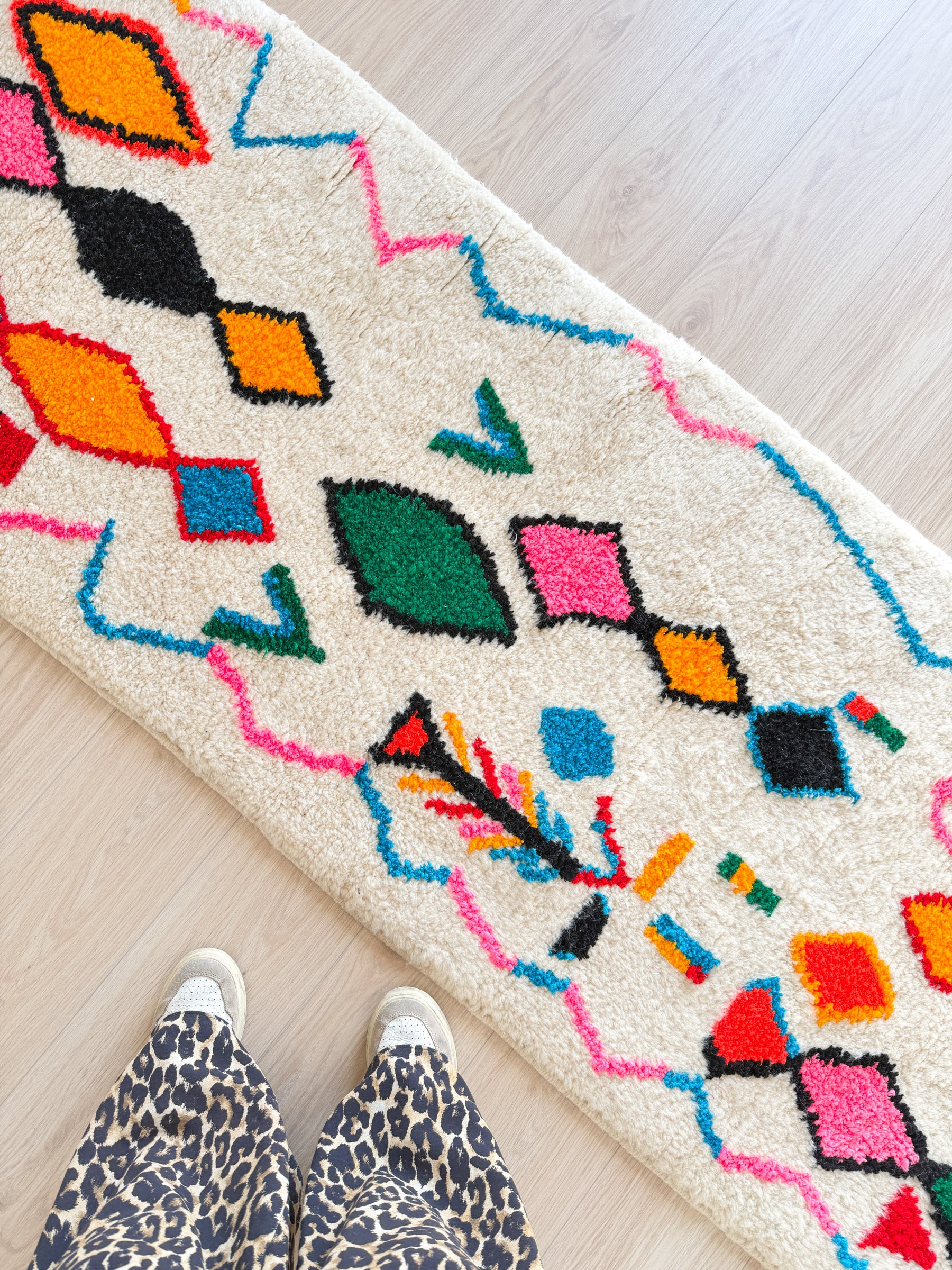 Farbenfroher Berber-Läuferteppich 80 x 383 cm - Nr. 2324