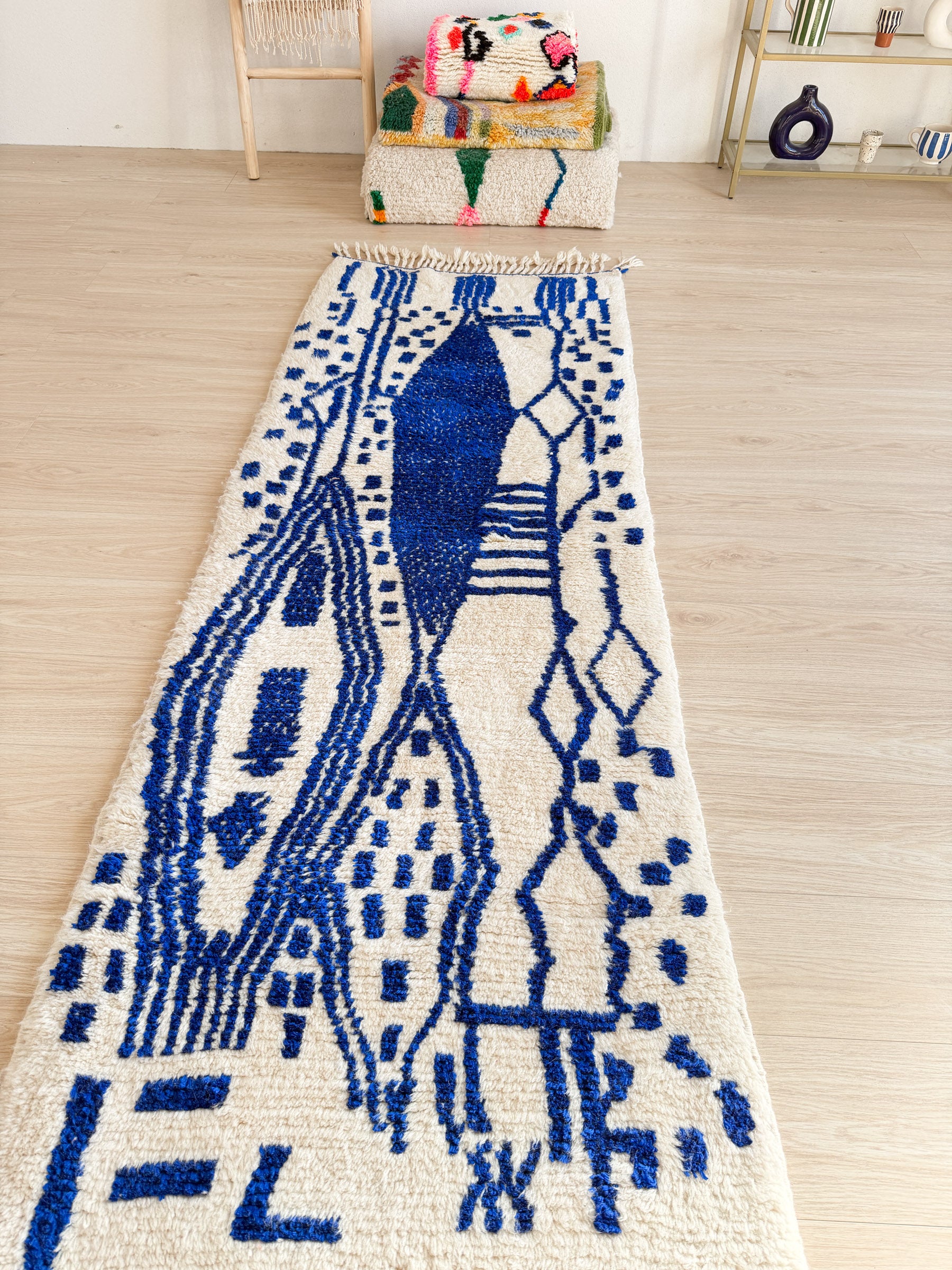 Kleurrijke Berberse lopertapijt 88 x 263 cm - n°2267