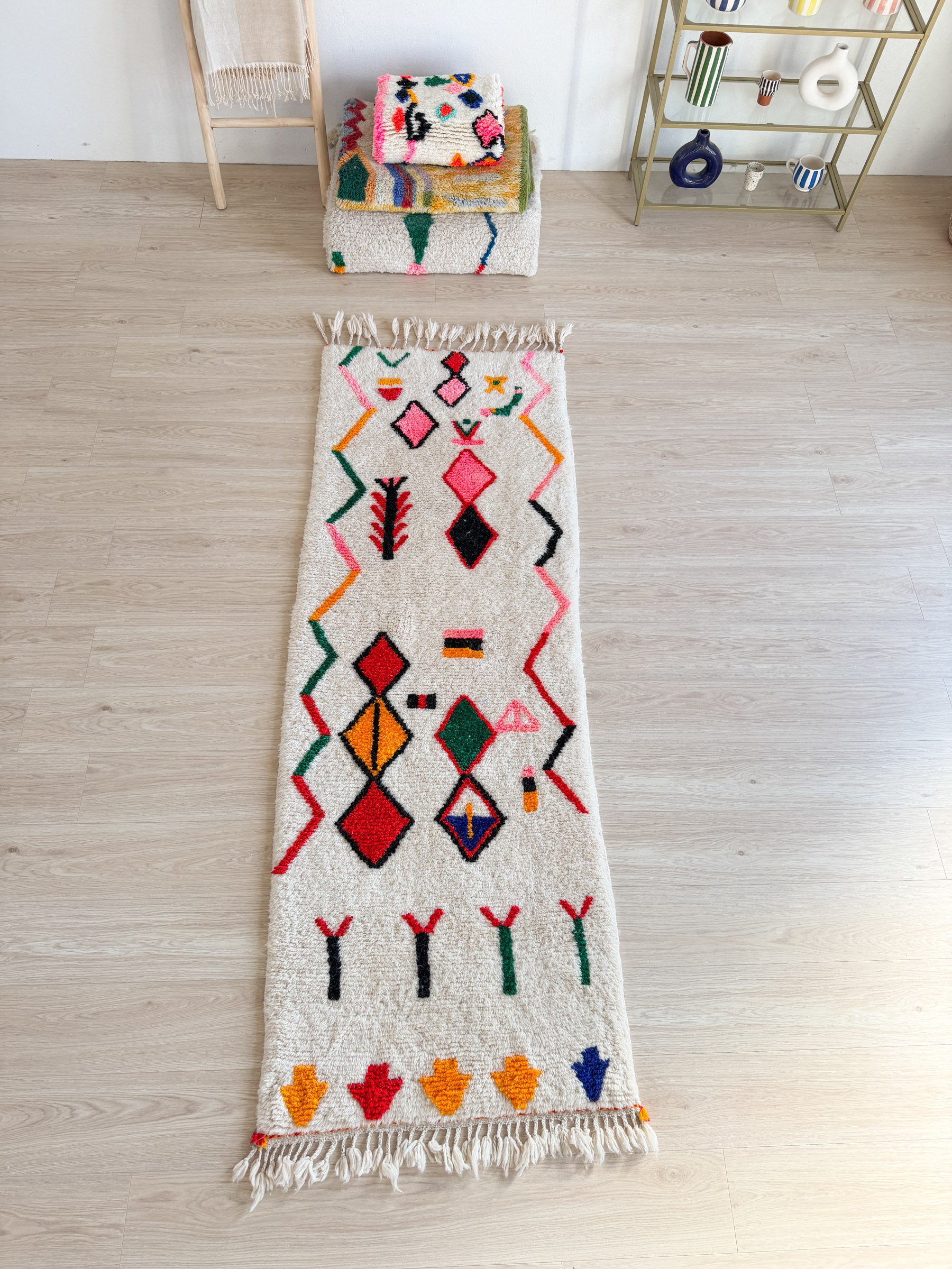 Tapis de couloir berbère coloré 84 x 251 cm - n°2374