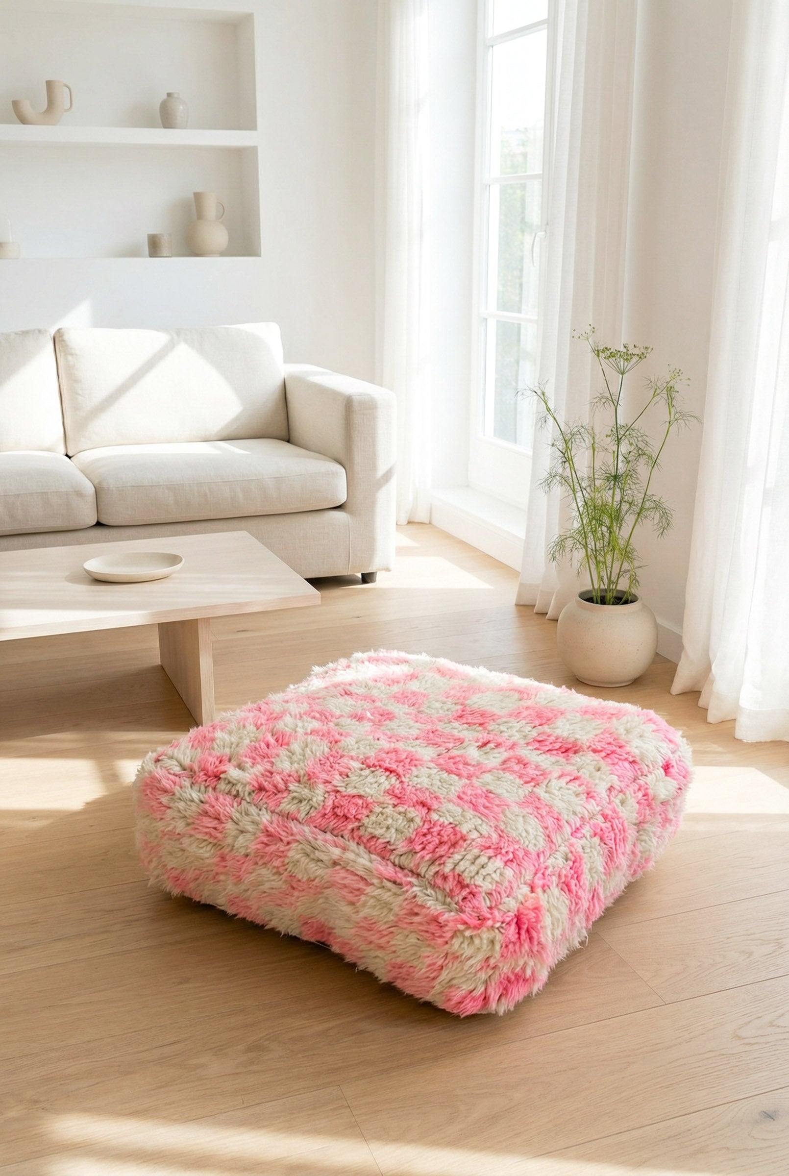 Marokkanischer Pouf, bunter Berber-Pouf - 60 x 60 cm - Nr. 87