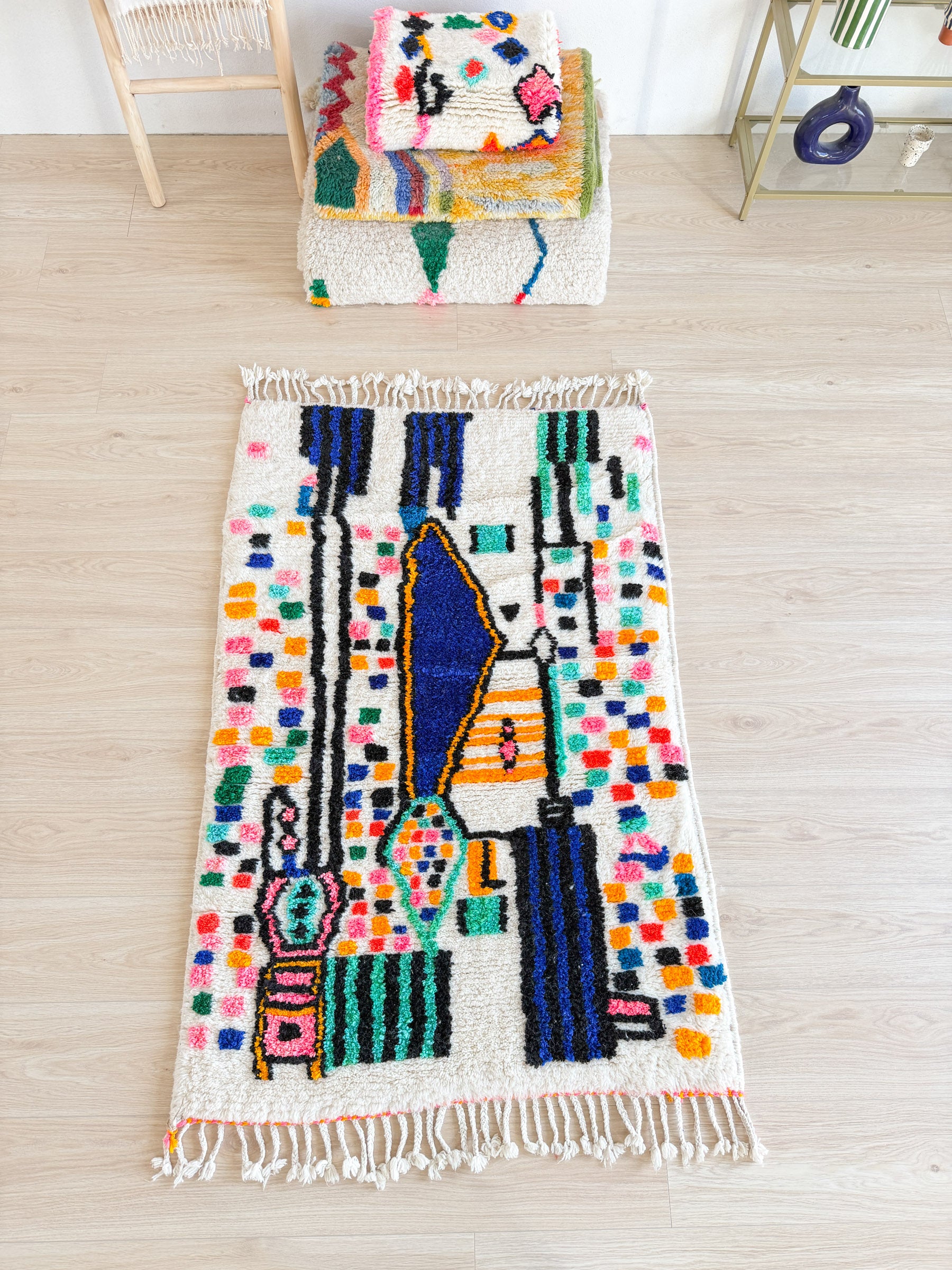 Bunter Berberteppich 102 x 171 cm - Nr. 2467