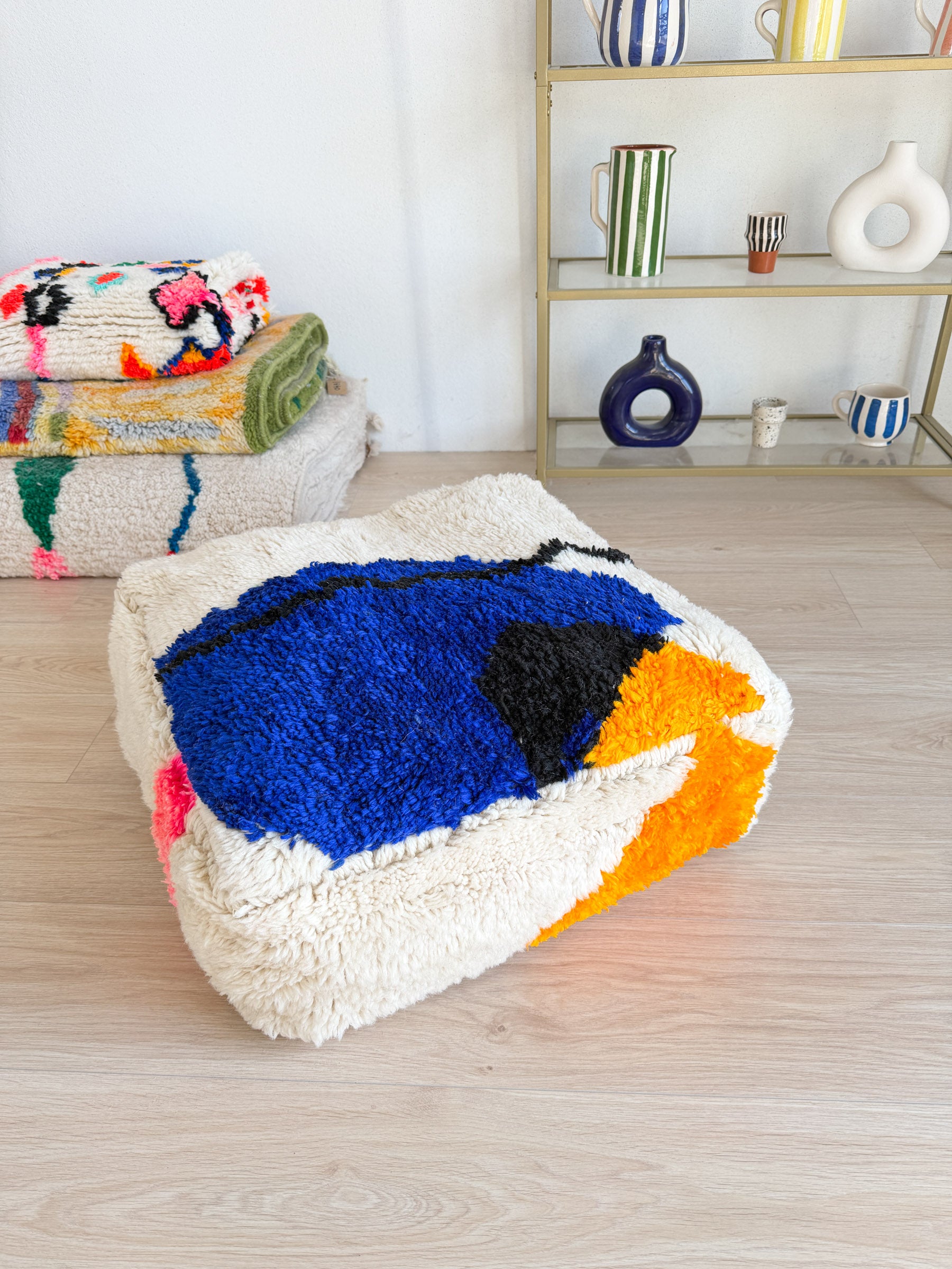 Pouf Marocain, pouf berbère coloré - 60 x 60 cm - n°76