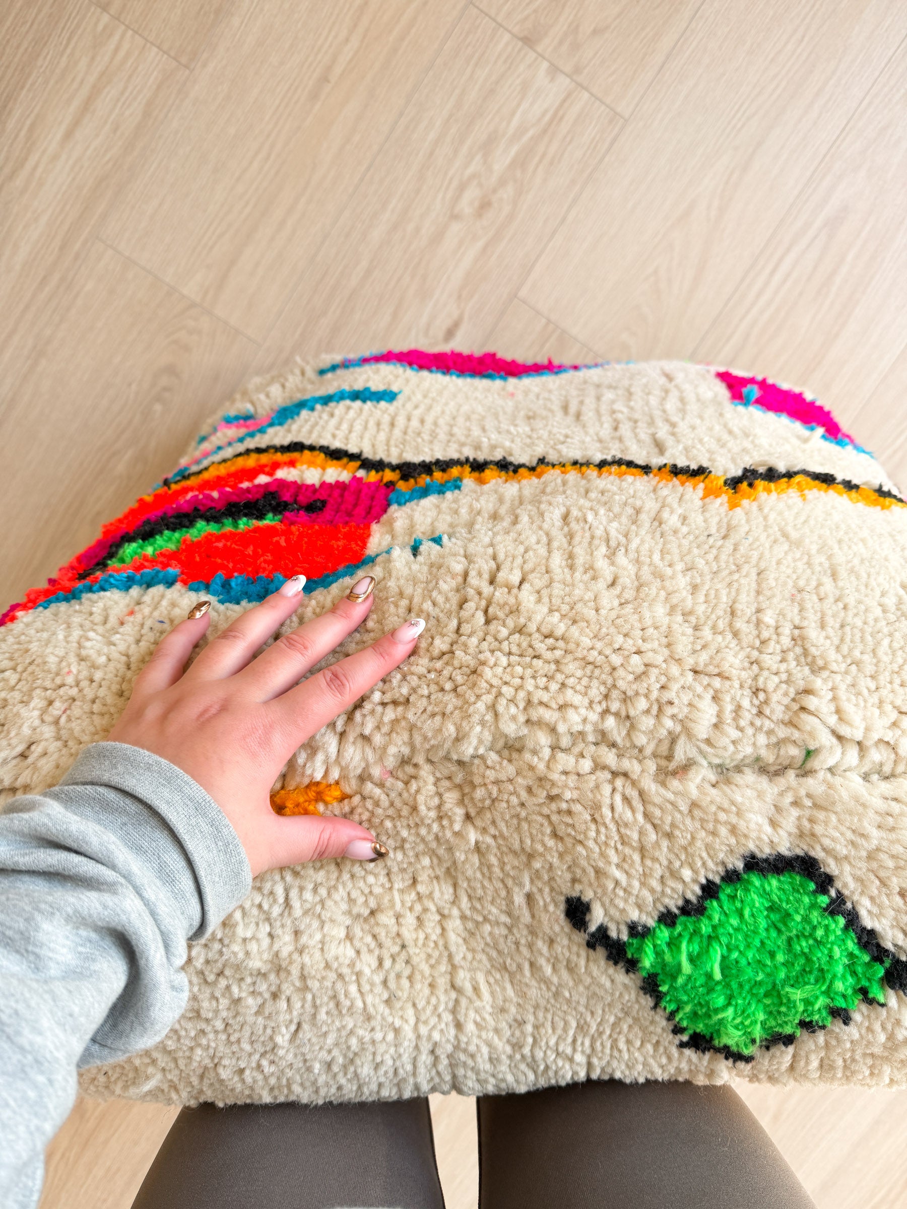 Marokkanischer Pouf, bunter Berber-Pouf - 60 x 60 cm - Nr. 79