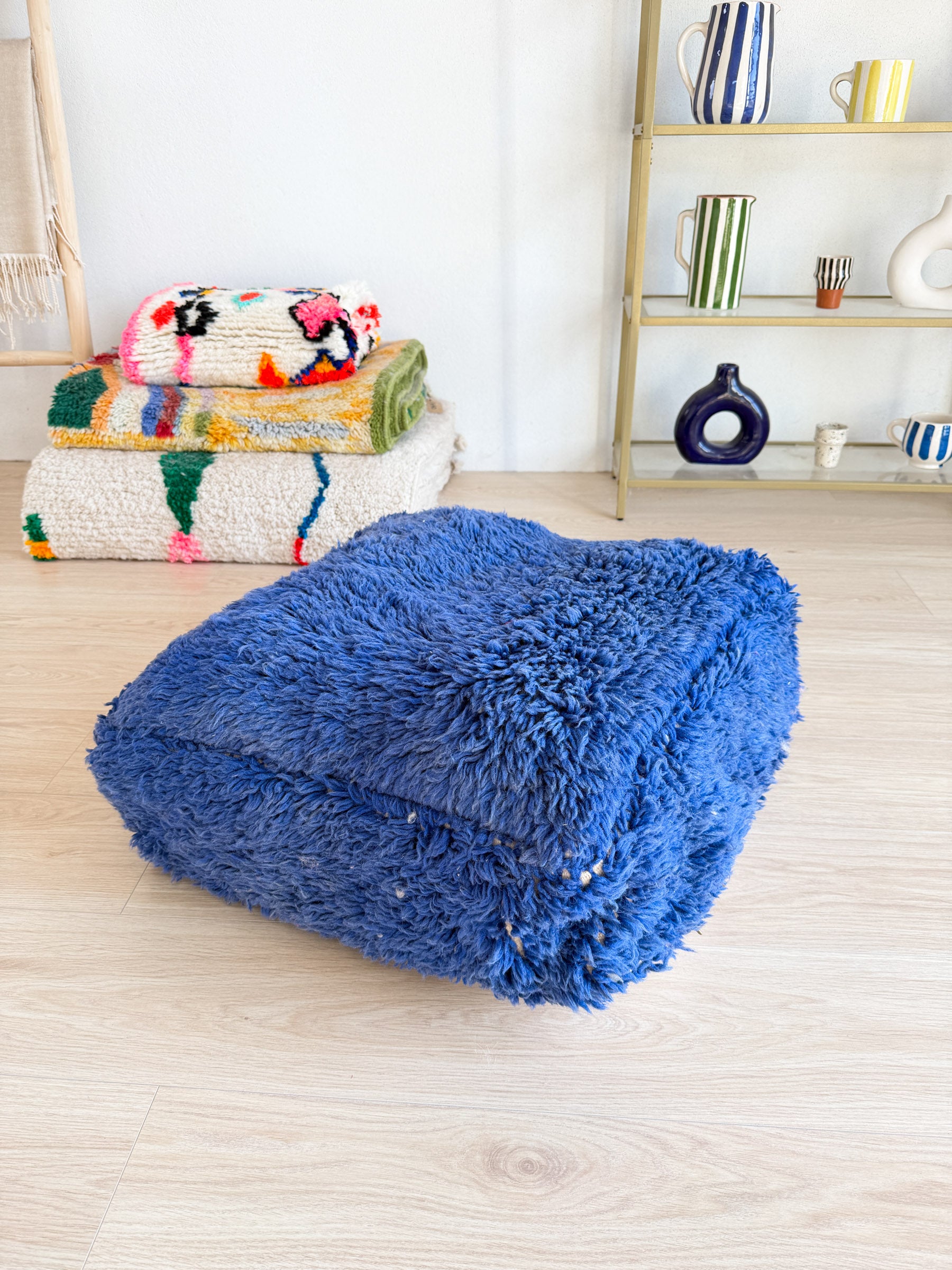 Marokkanischer Pouf, bunter Berber-Pouf - 60 x 60 cm - Nr. 88
