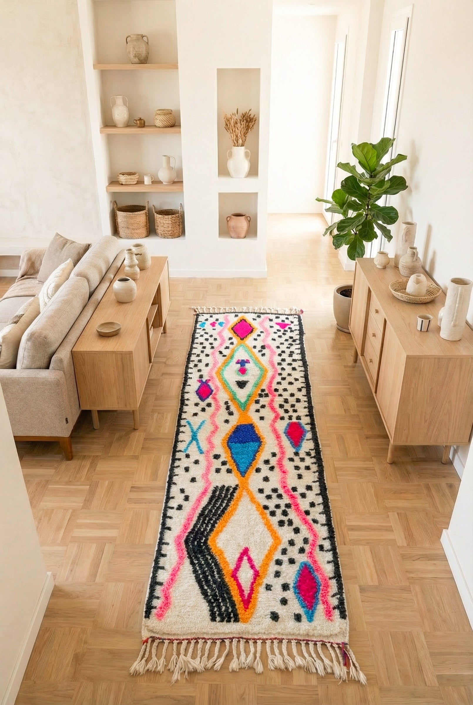 Colorful Berber Runner Rug 80 x 250 cm - No. 2323