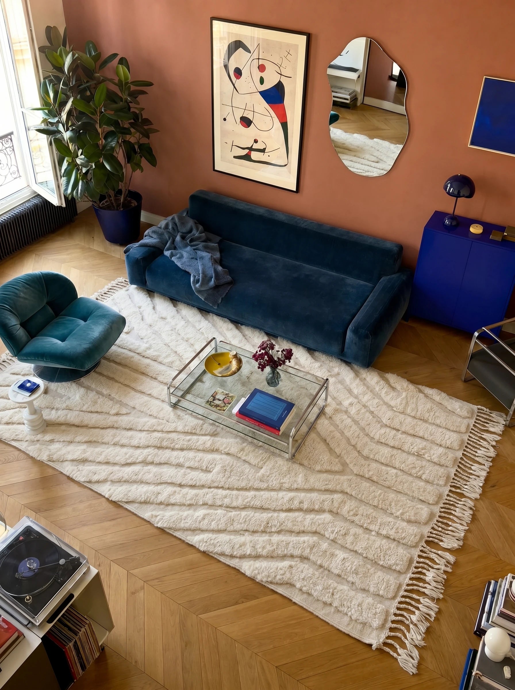 Beni Ouarain tapijt 187 x 330 cm, Berbers tapijt in een woonkamer, handgemaakt van wol | Tamazi