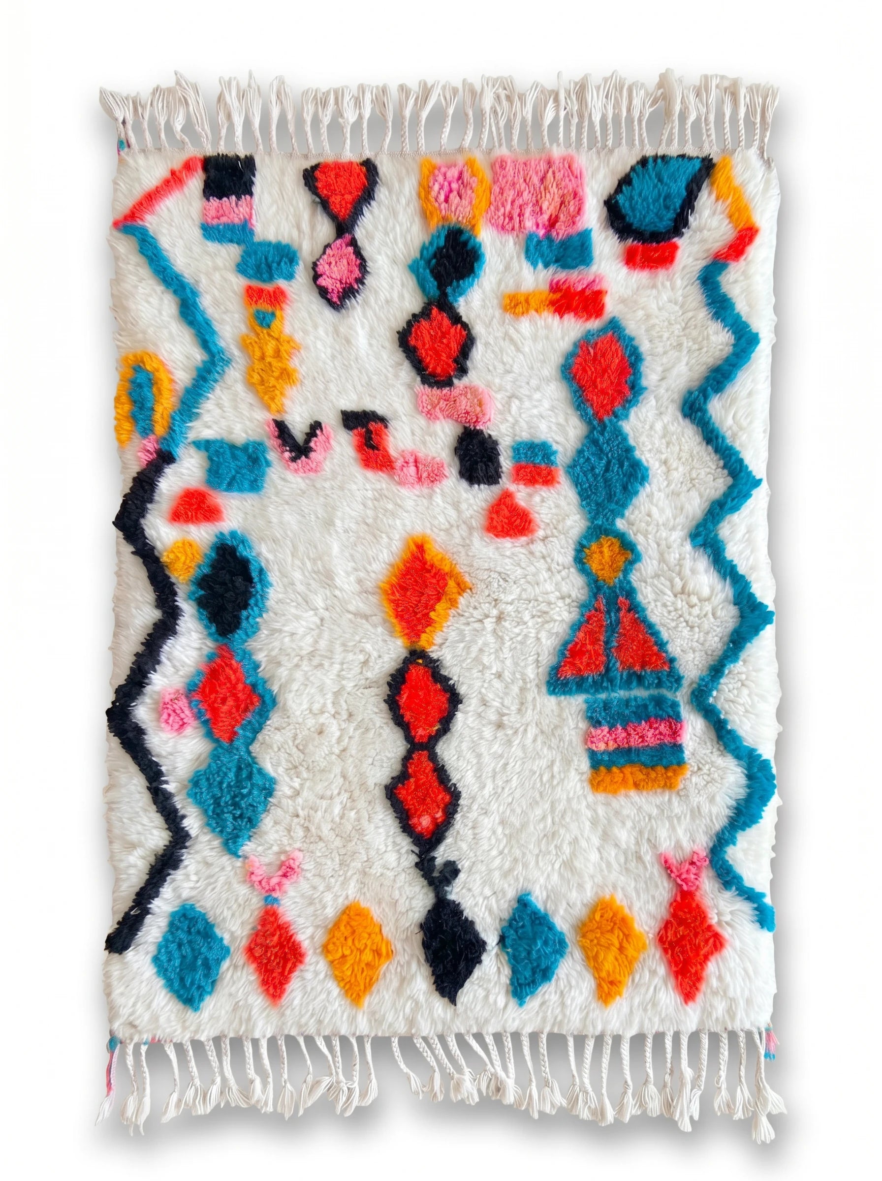 Kleurrijk Berbers tapijt 102 x 161 cm, handgemaakt van wol | Tamazi