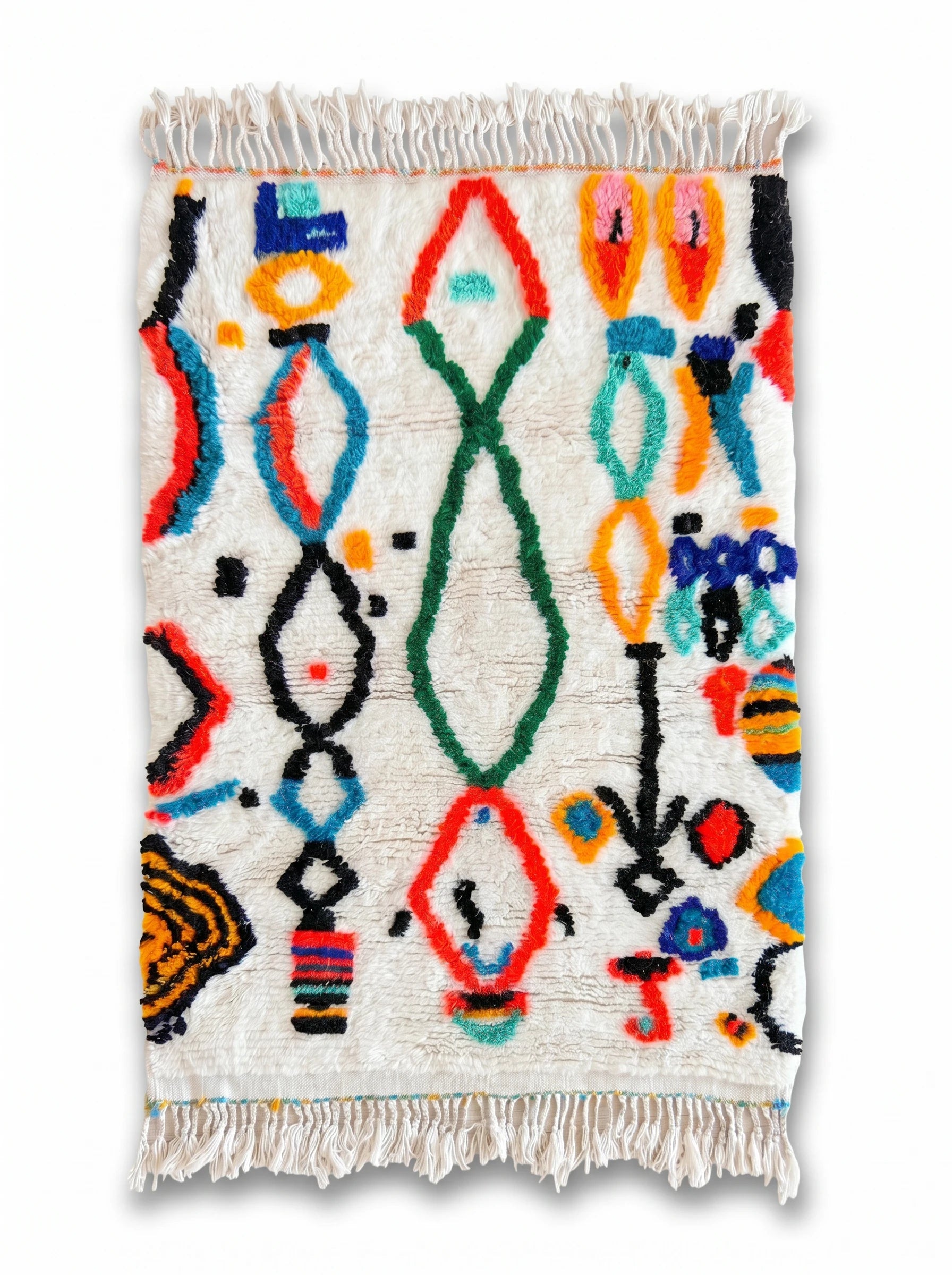 Kleurrijk Berbers tapijt 102 x 169 cm, handgemaakt van wol | Tamazi
