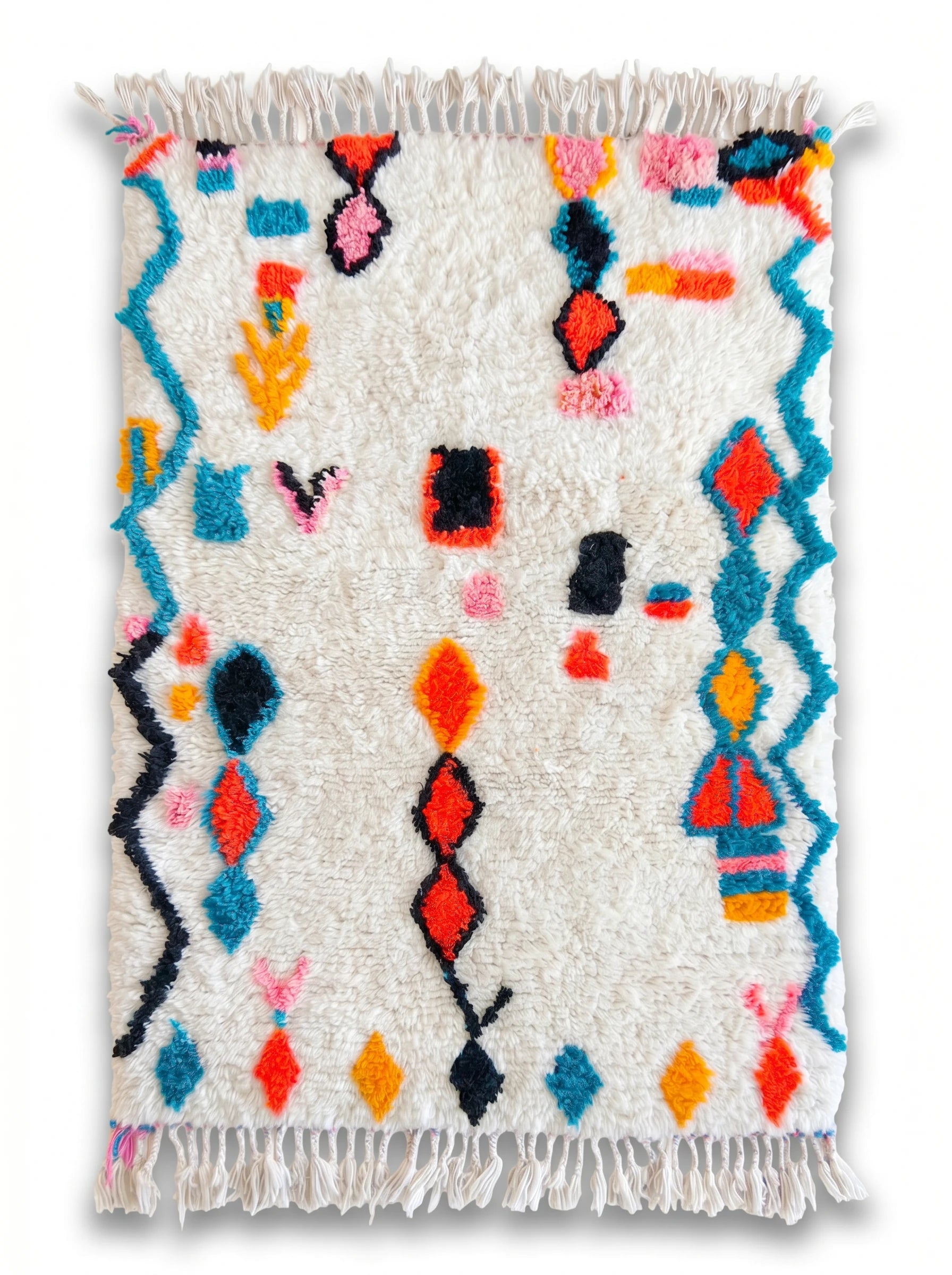 Kleurrijk Berbers tapijt 104 x 180 cm, handgemaakt van wol | Tamazi