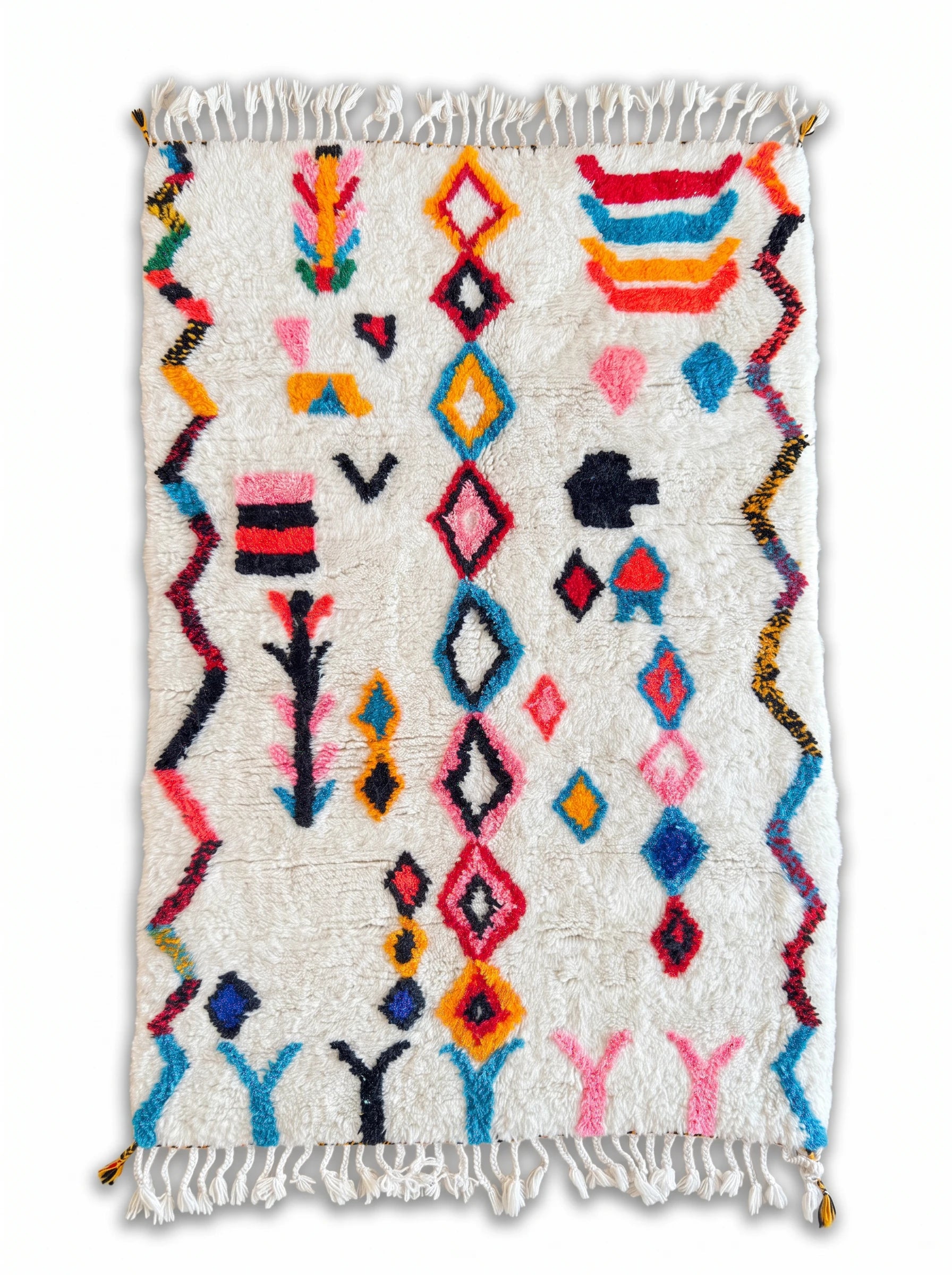 Colorful Berber rug 115 x 190 cm, handmade in wool | Tamazi
