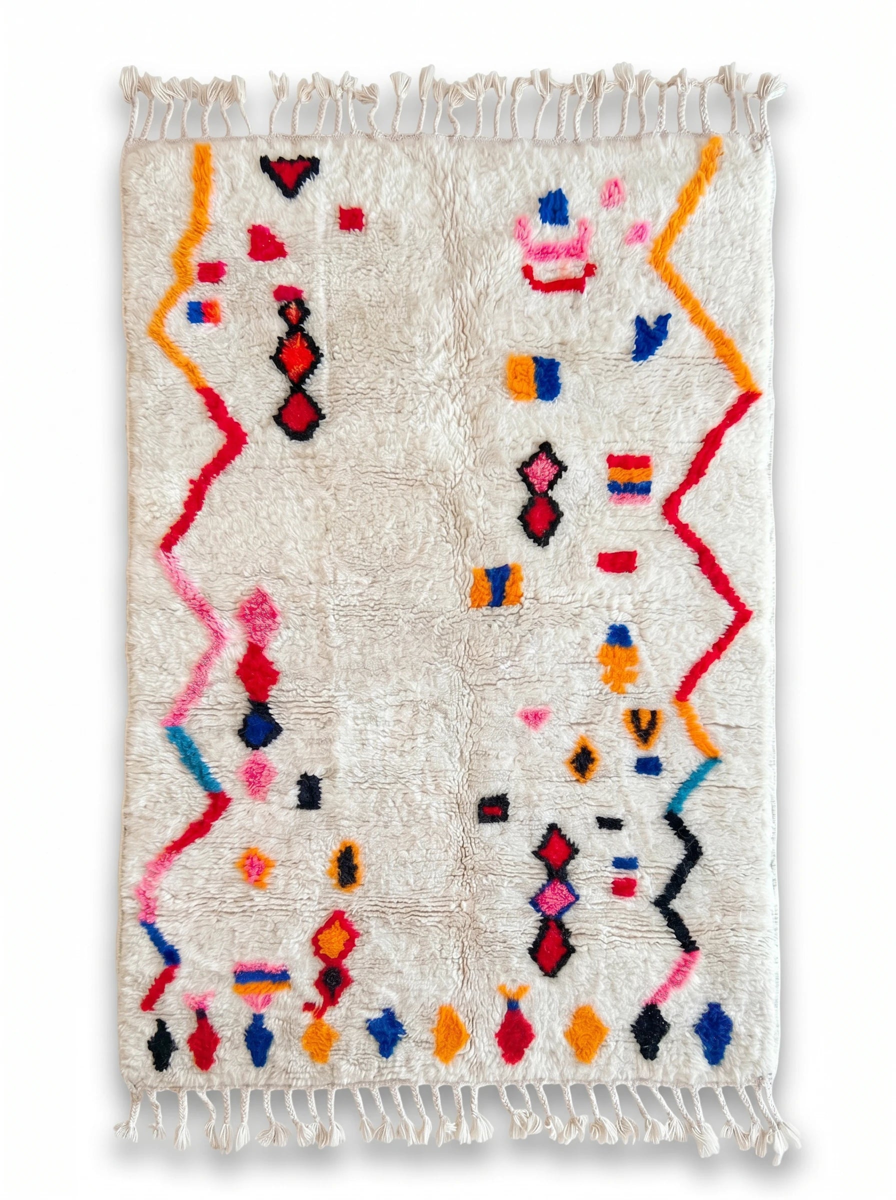Kleurrijk Berbers tapijt 119 x 203 cm, handgemaakt van wol | Tamazi