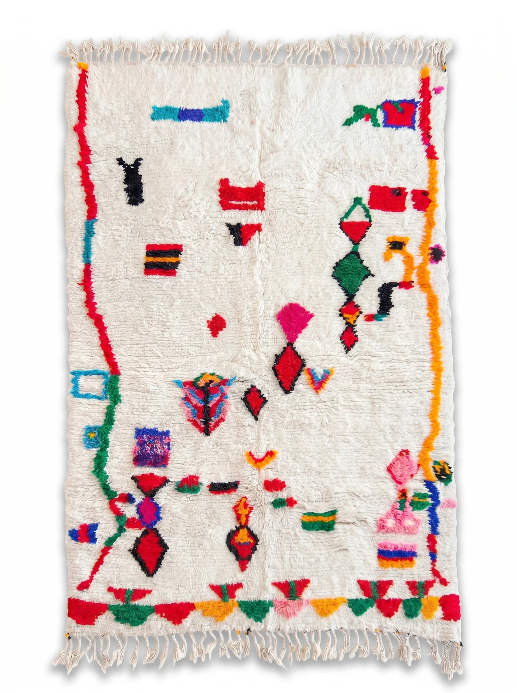 Kleurrijk Berbers tapijt 157 x 270 cm, handgemaakt van wol | Tamazi