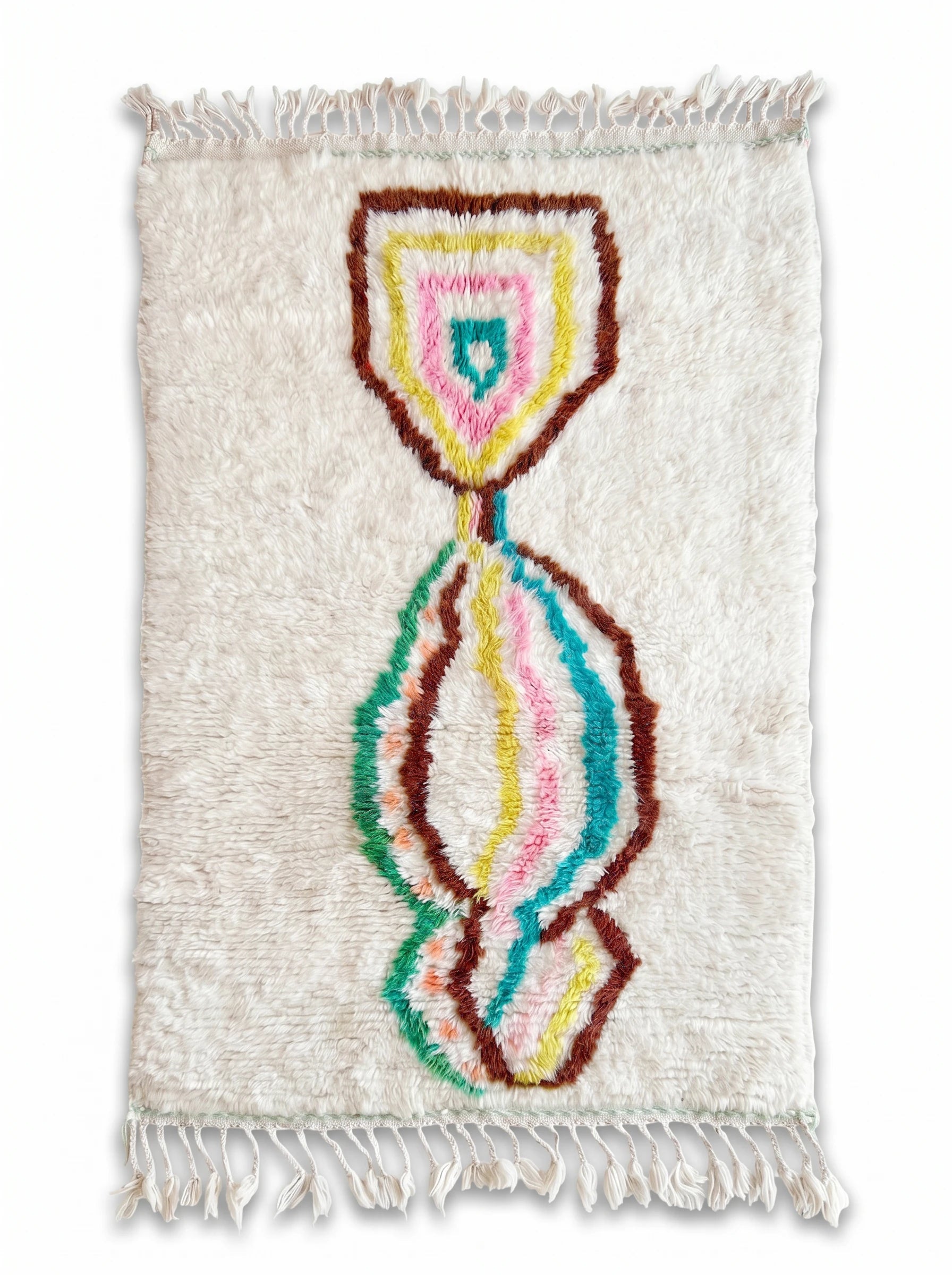 Kleurrijk Berbers tapijt 95 x 180 cm, handgemaakt van wol | Tamazi