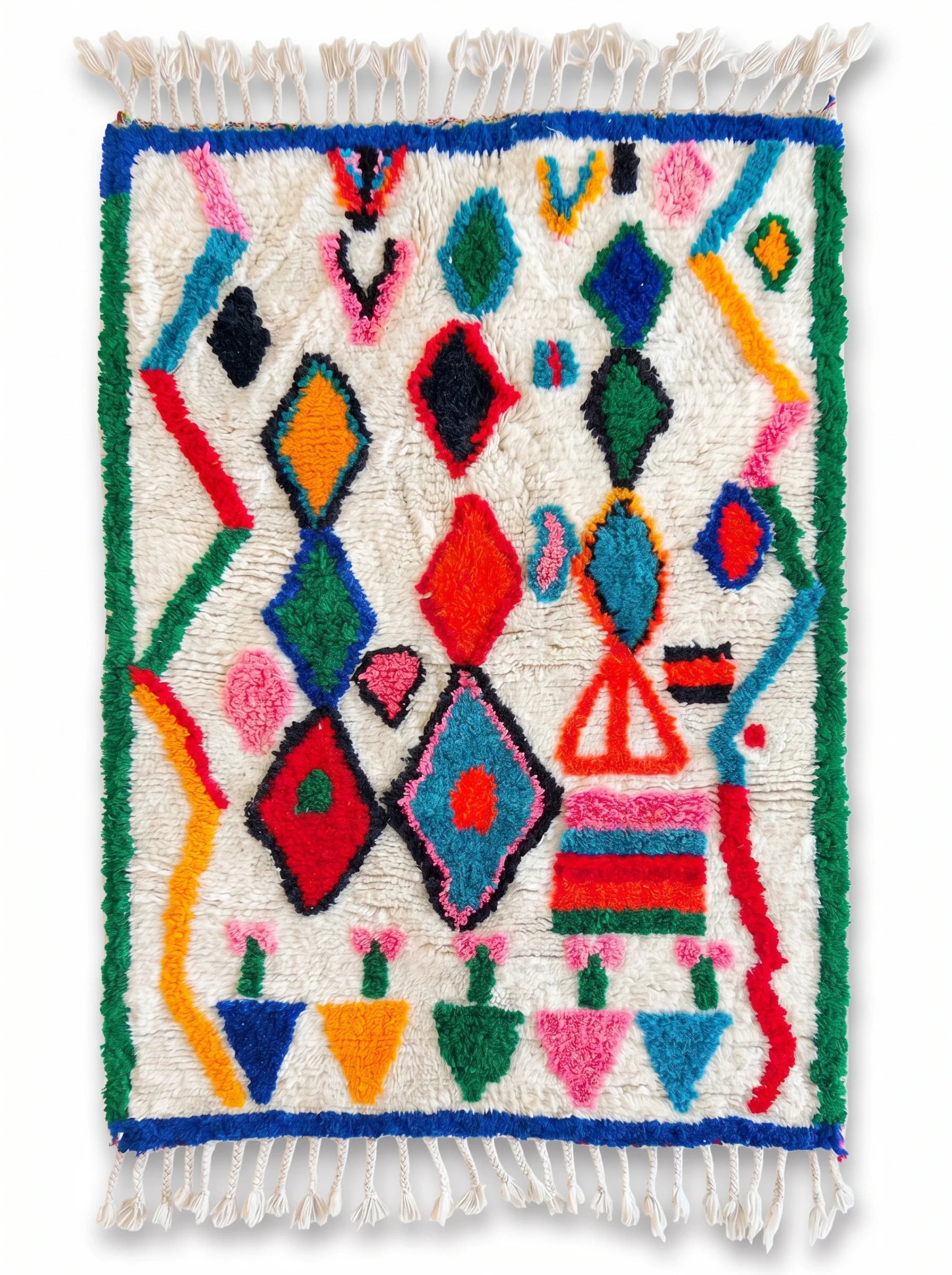 Bunter Berberteppich 97 x 163 cm, handgefertigt aus Wolle | Tamazi