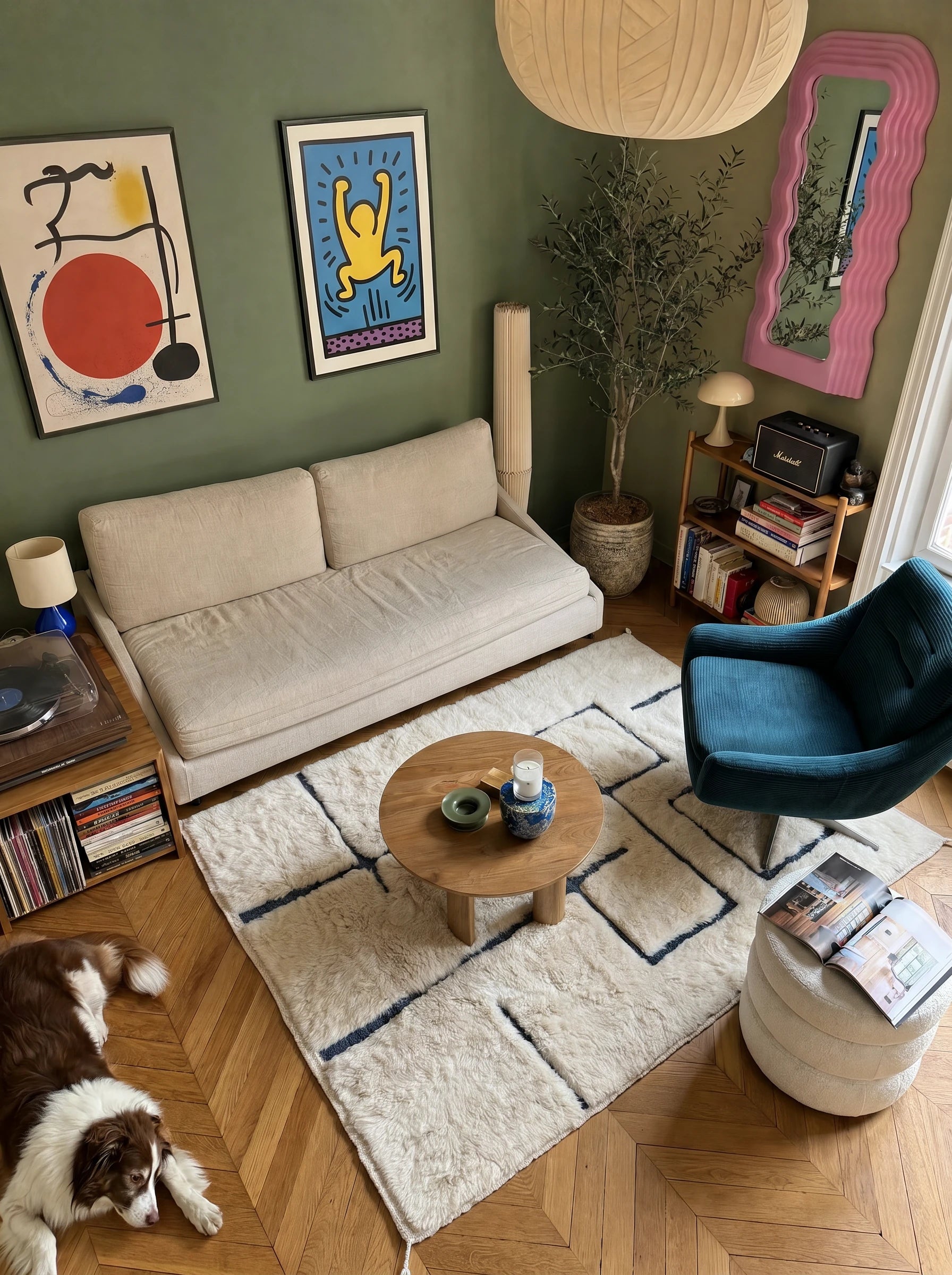 M'rirt rug 145 x 203 cm, Berber rug in a living room setting, handmade in wool | Tamazi