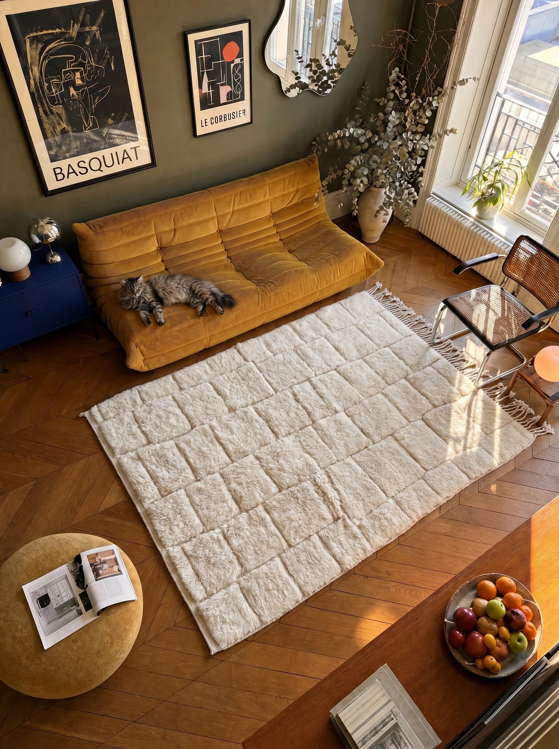 M'rirt tapijt 151 x 264 cm, berbers tapijt in een woonkamer, handgemaakt van wol | Tamazi