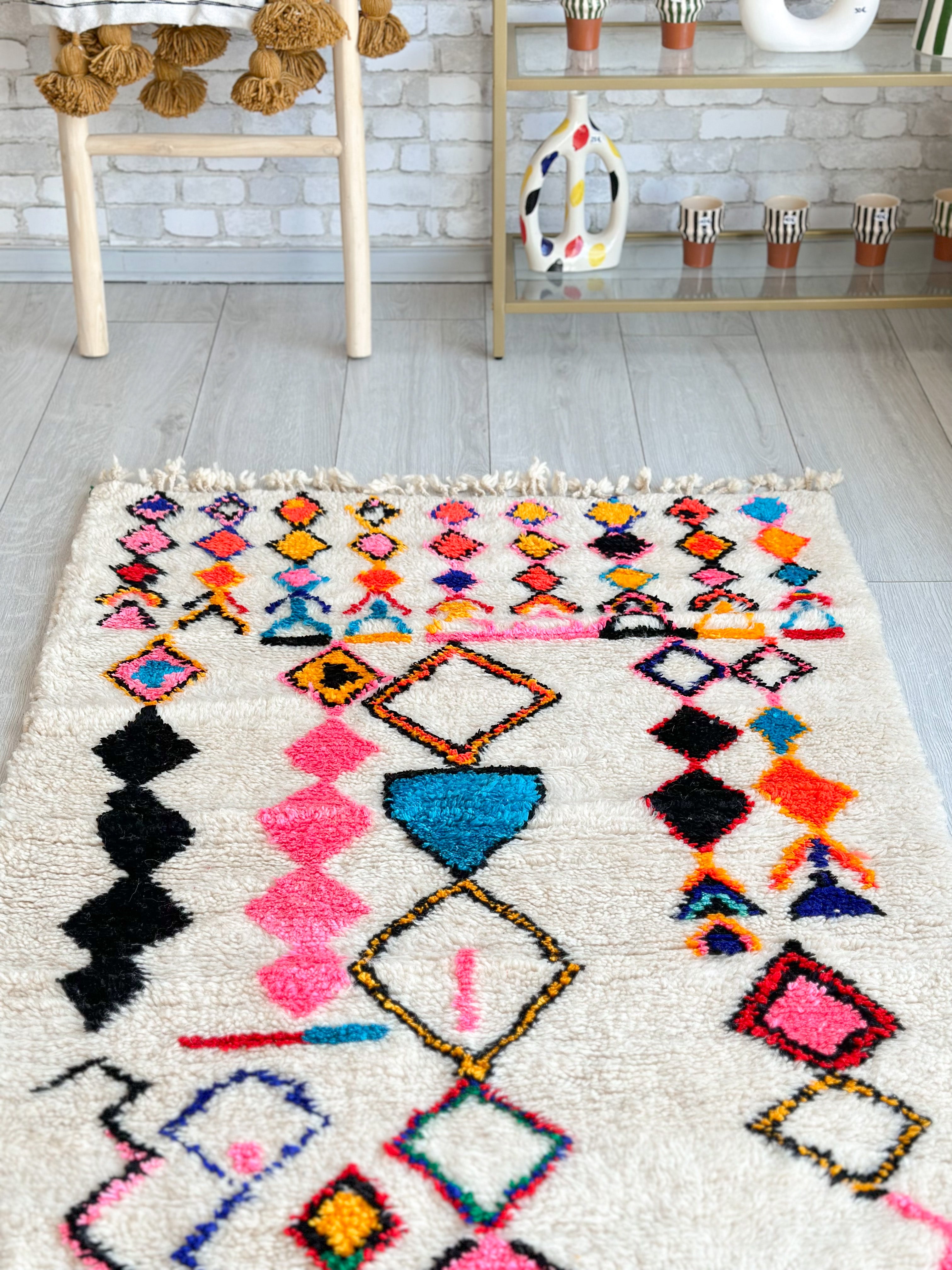 Colorful Berber rug 94 x 163 cm - n°639