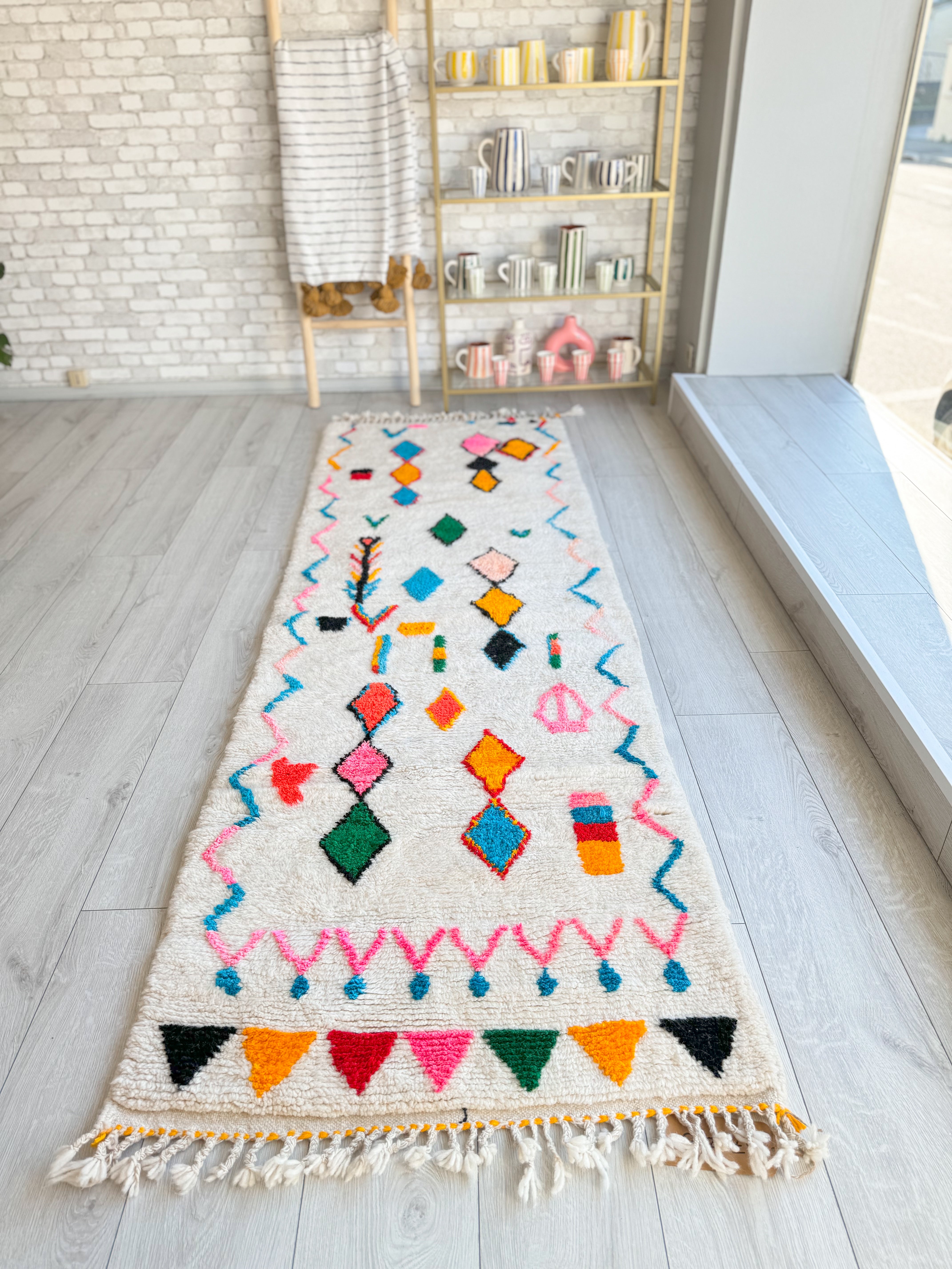 Tapis berbère de couloir coloré 87 x 280 cm - n°839