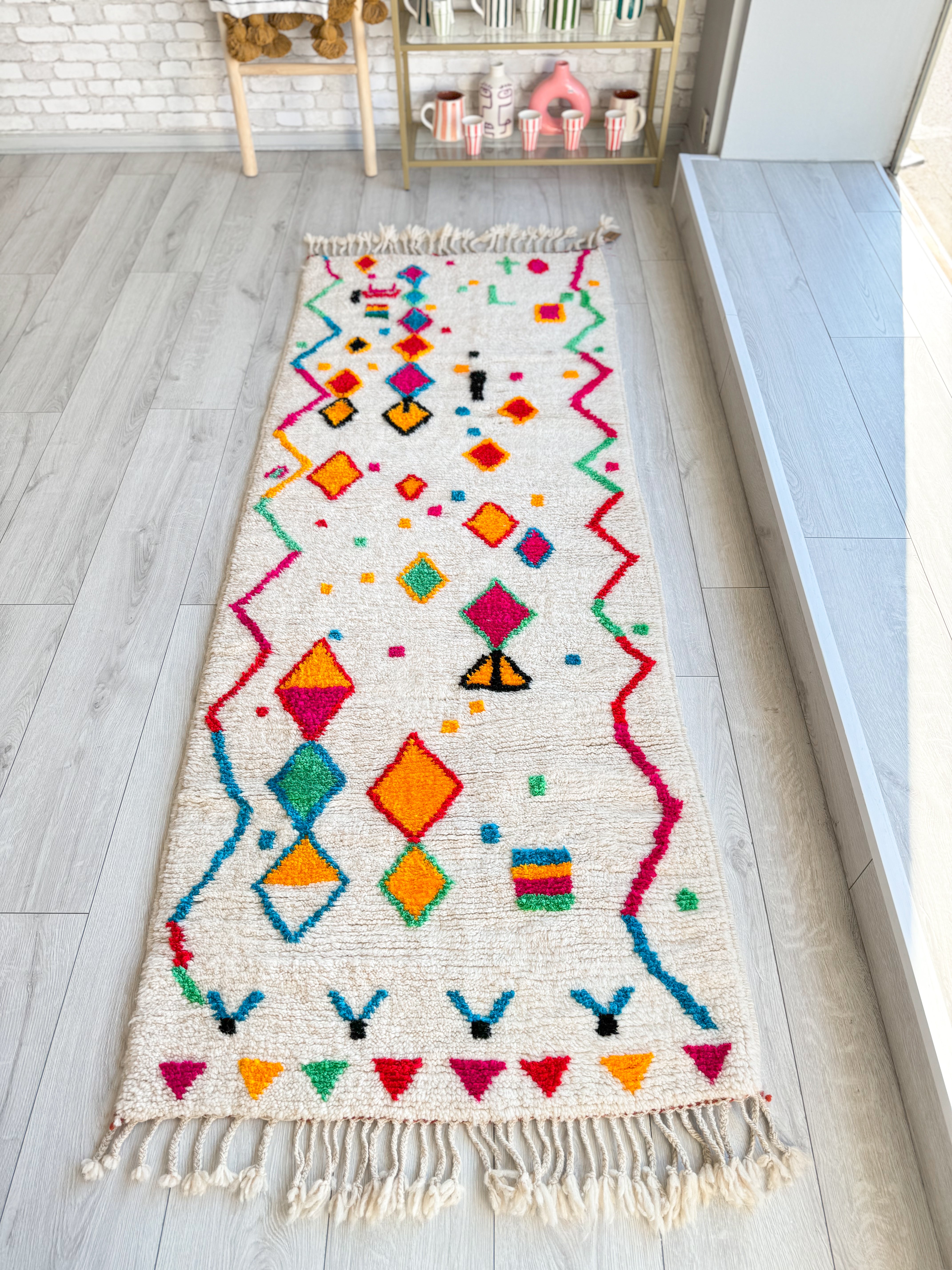 Tapis berbère de couloir coloré 87 x 250 cm - n°863