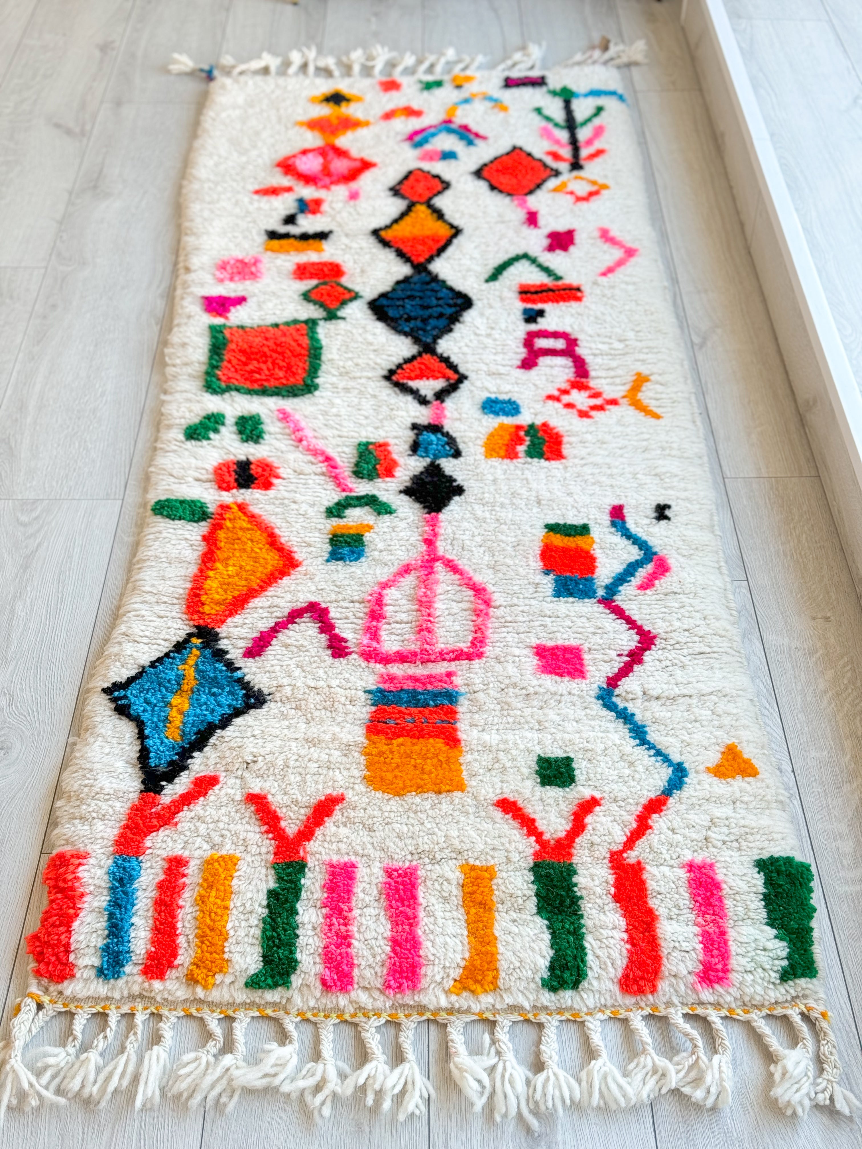 Tapis berbère de couloir coloré - n°814