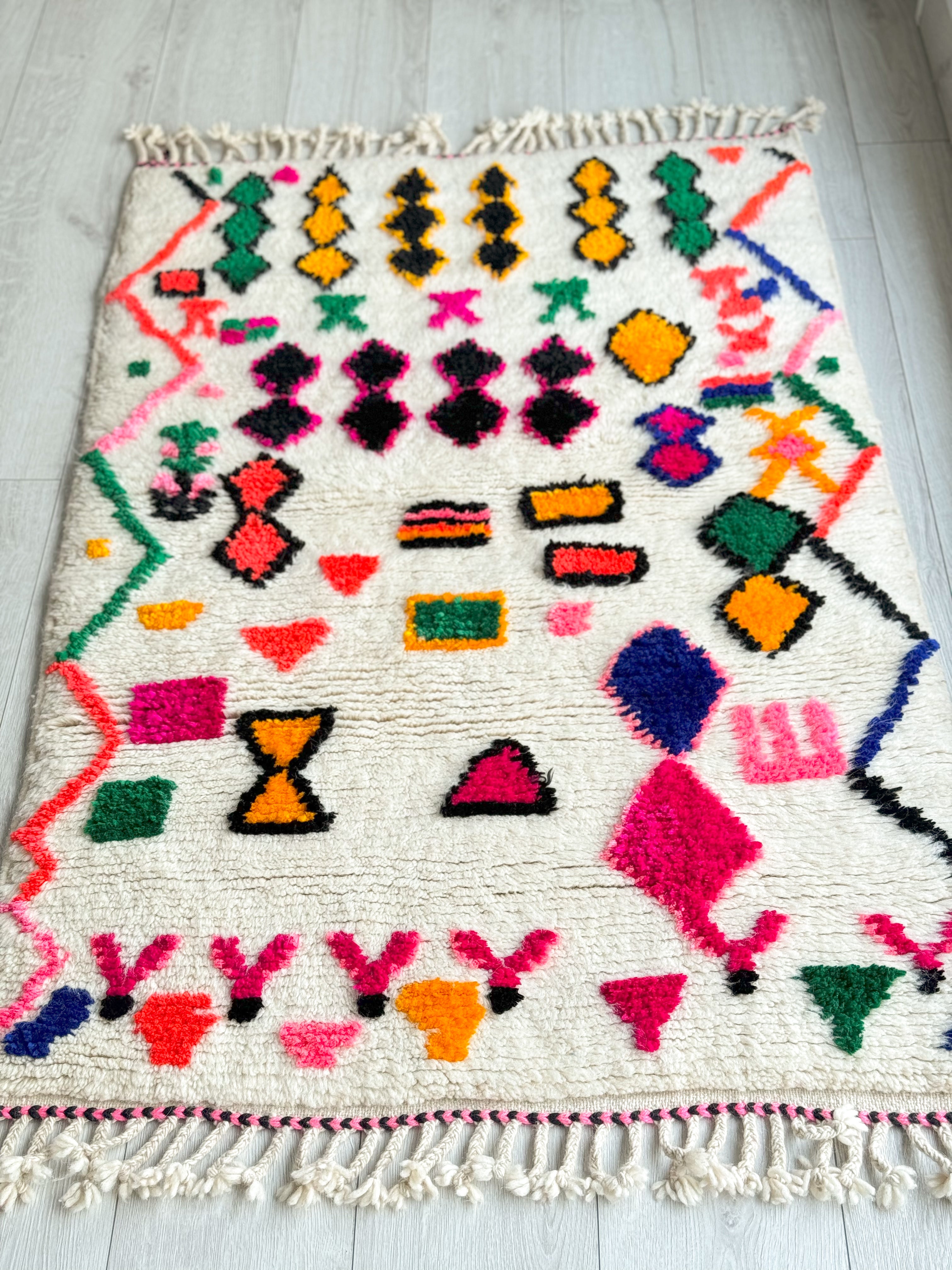 Tapis berbère coloré 100 x 163 cm - n°1071