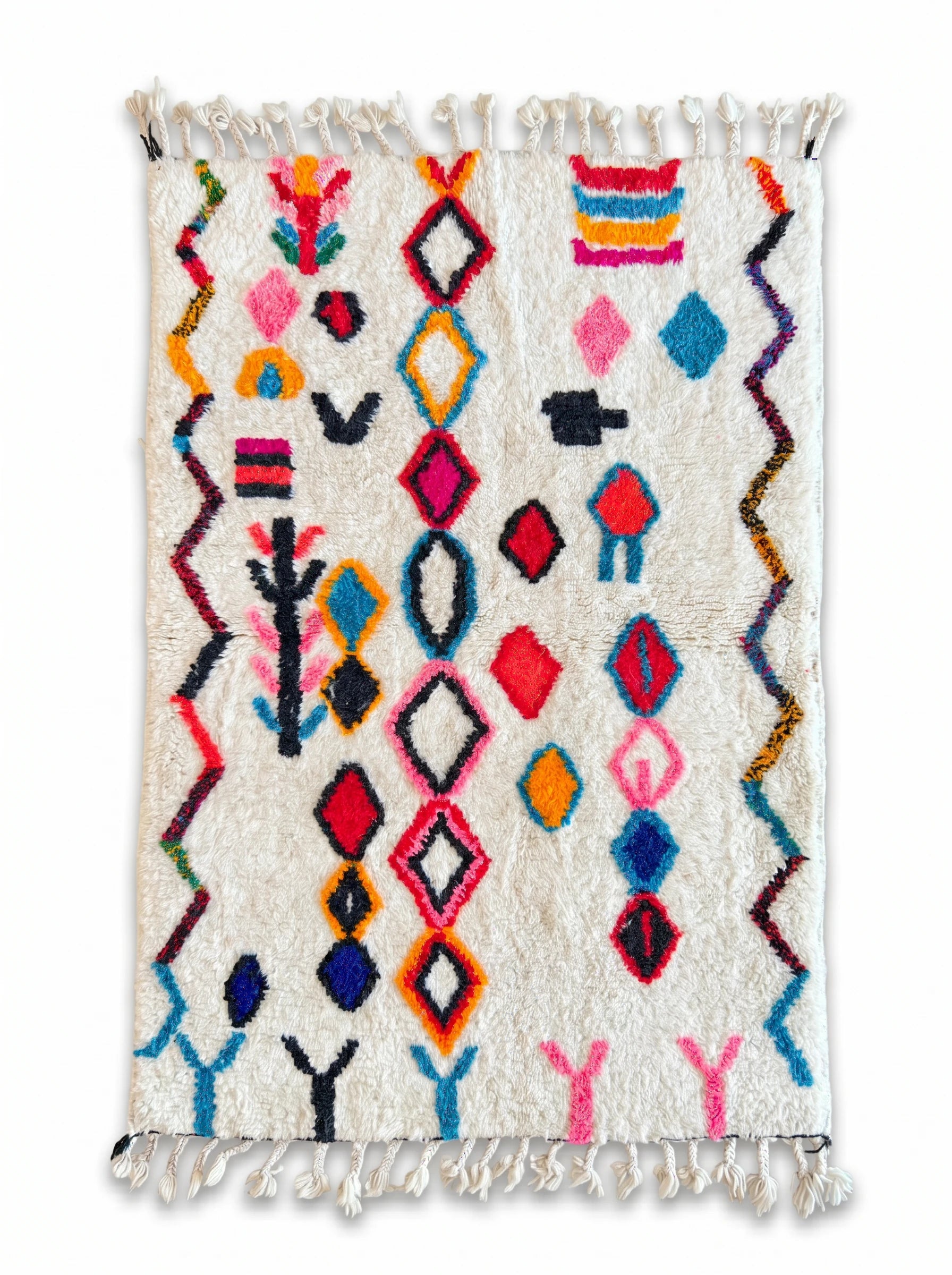 Tapis berbère coloré 107 x 171 cm, fait main en laine | Tamazi