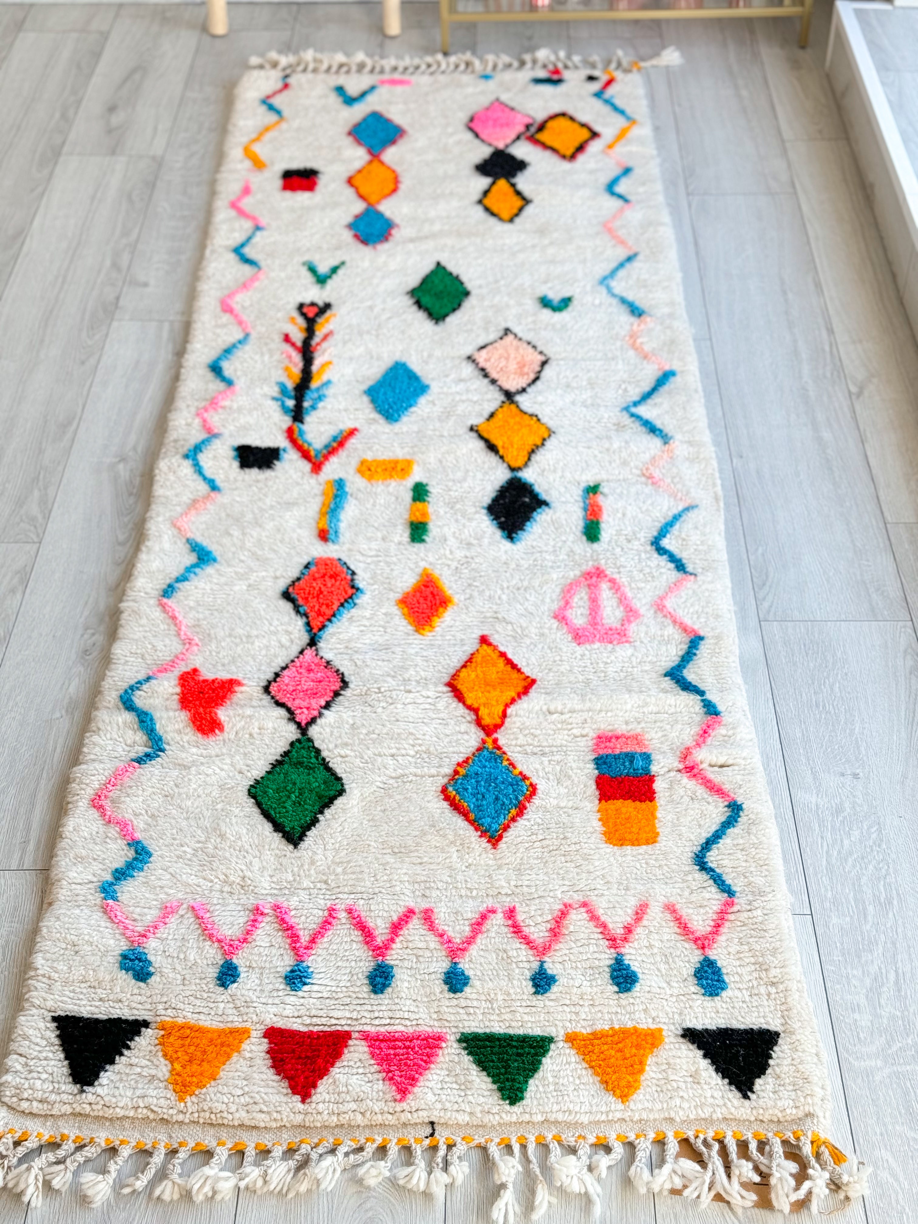 Tapis berbère de couloir coloré 87 x 280 cm - n°839