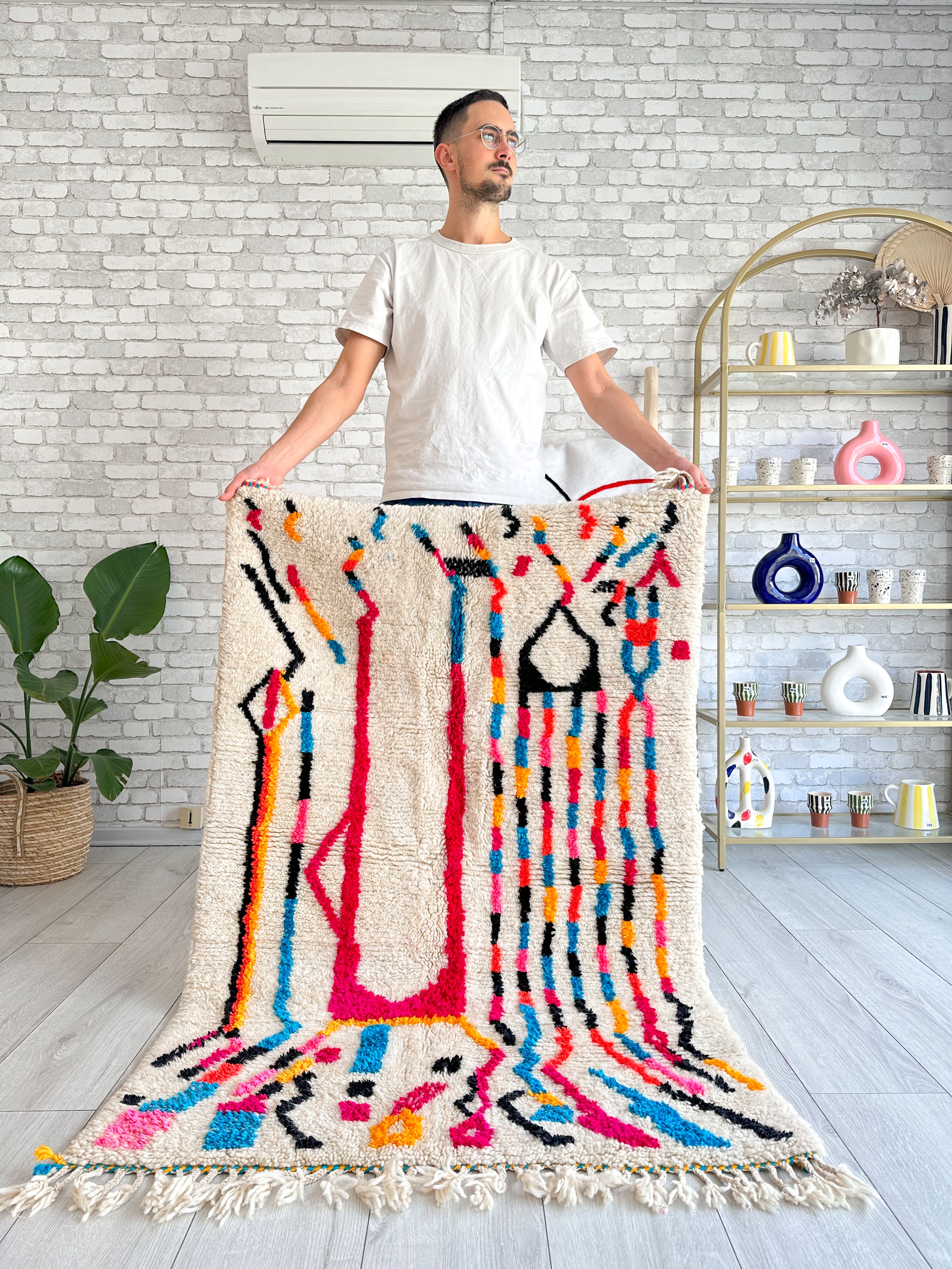 Tapis berbère coloré 98 x 167 cm - n°722