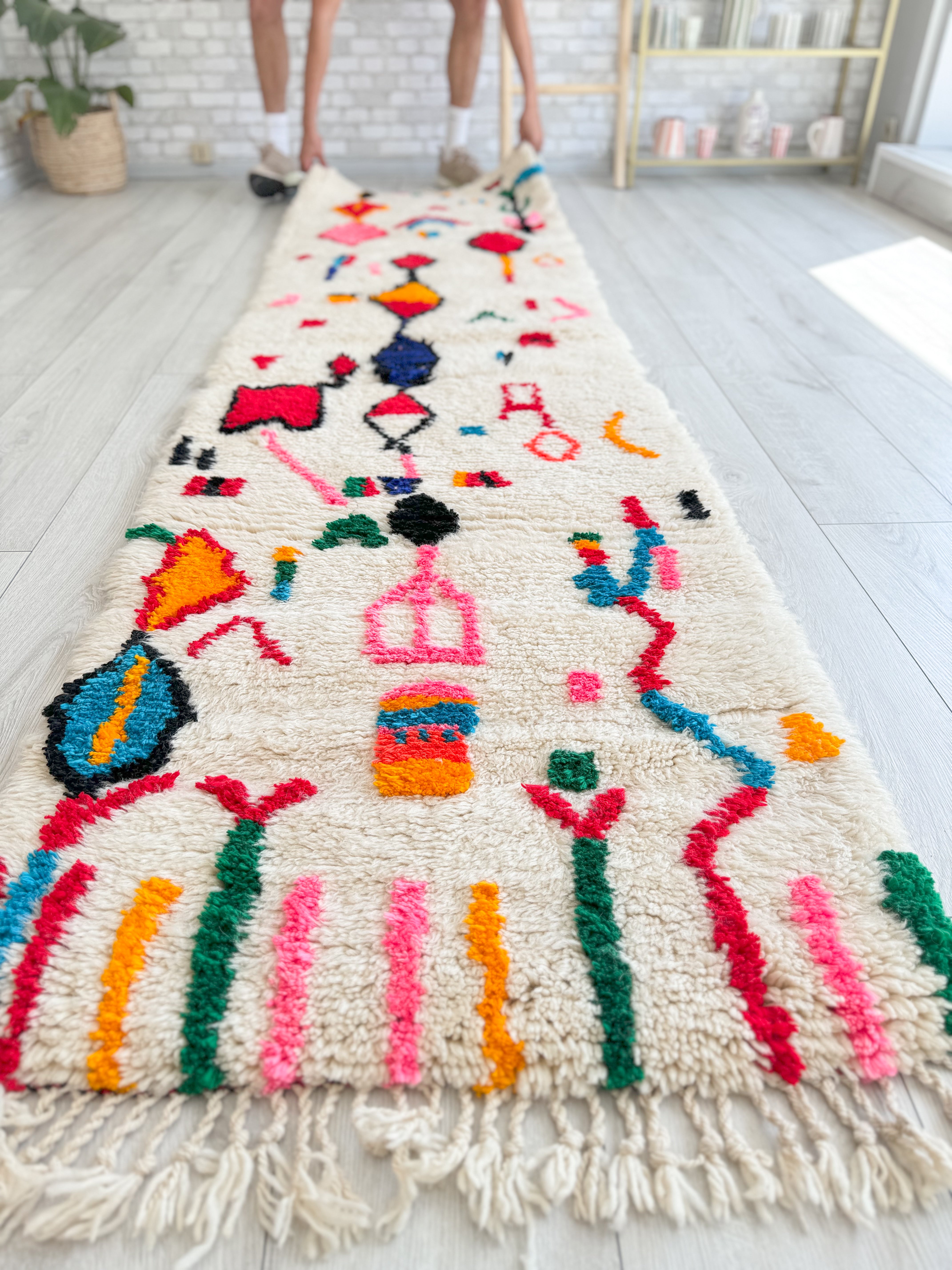 Tapis berbère de couloir coloré 80 x 312 cm - n°1222