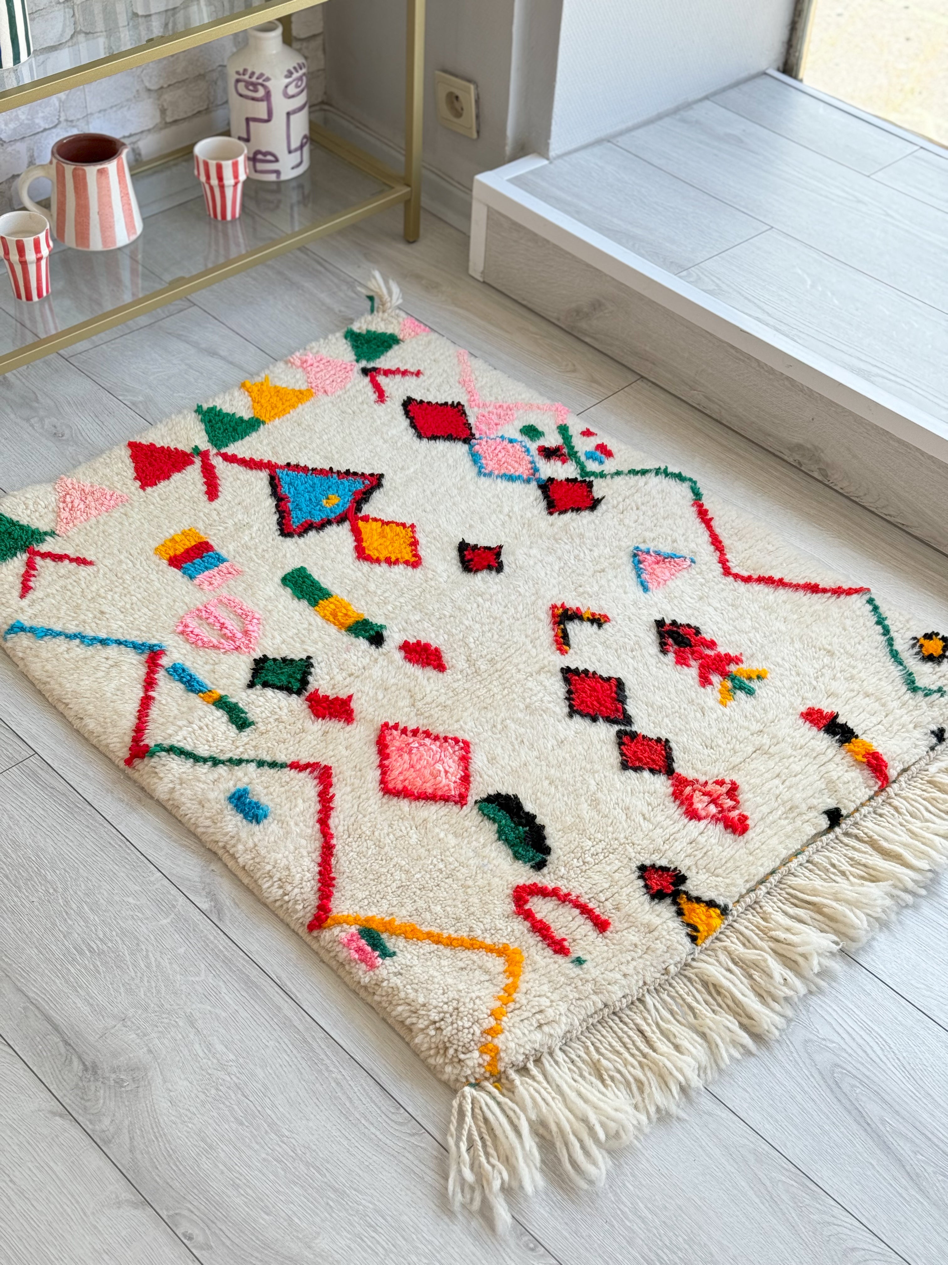 Colorful Moroccan Rug 80 x 110 cm / 2.6 x 3.6 ft - n°1361