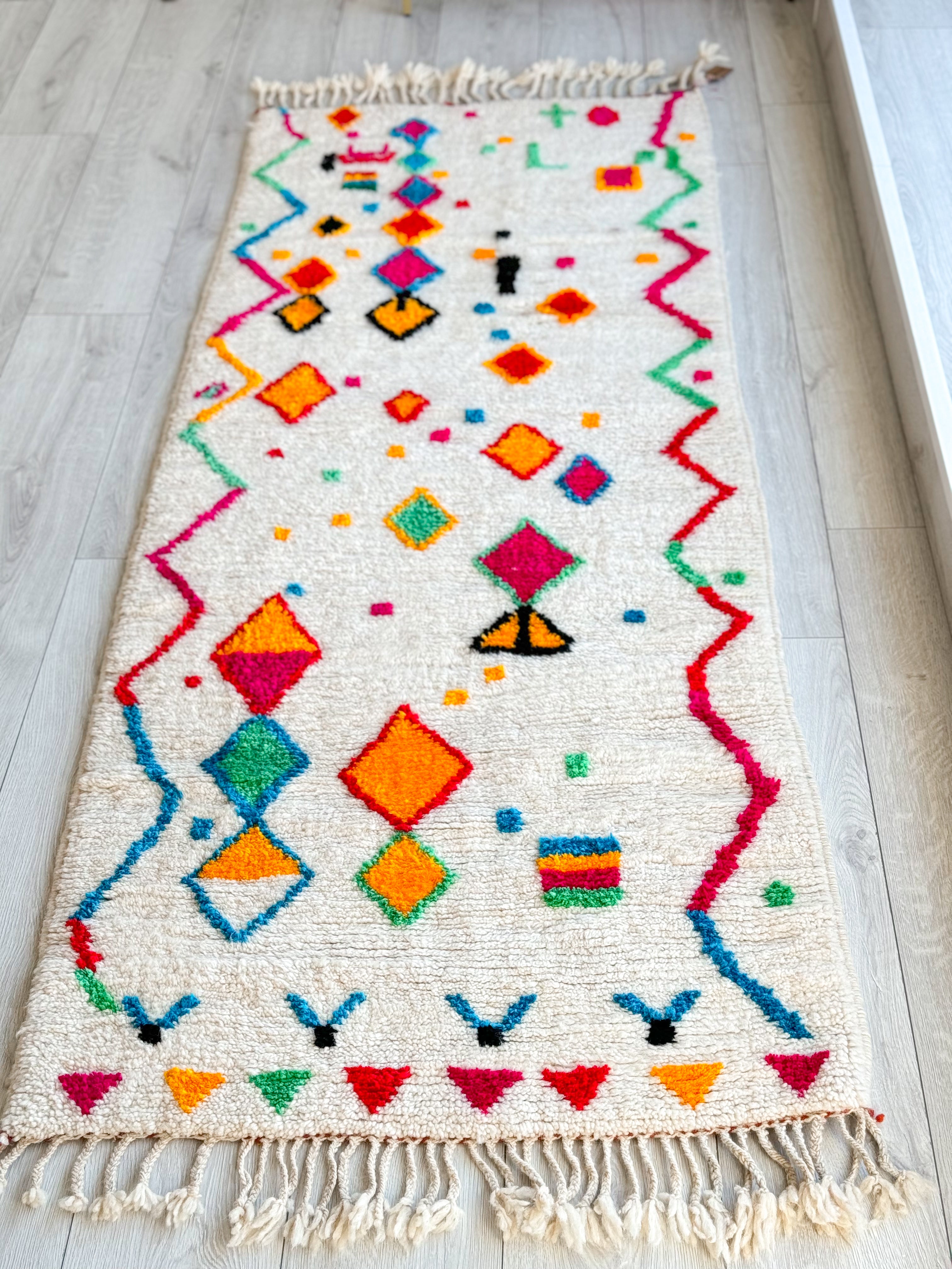 Tapis berbère de couloir coloré 87 x 250 cm - n°863