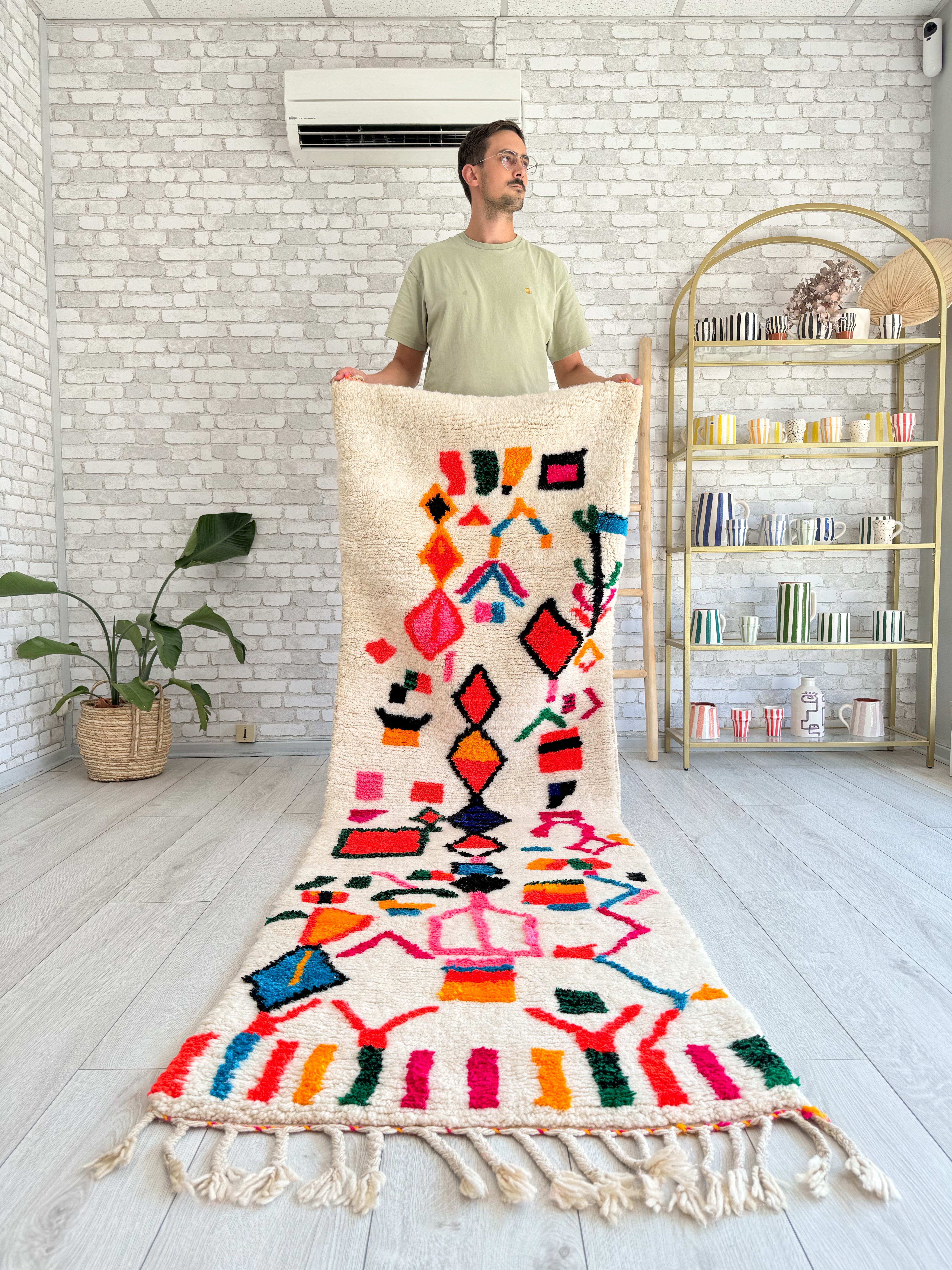 Colorful Moroccan Runner Rug 80 x 270 cm / 2.6 x 8.9 ft - n°1346