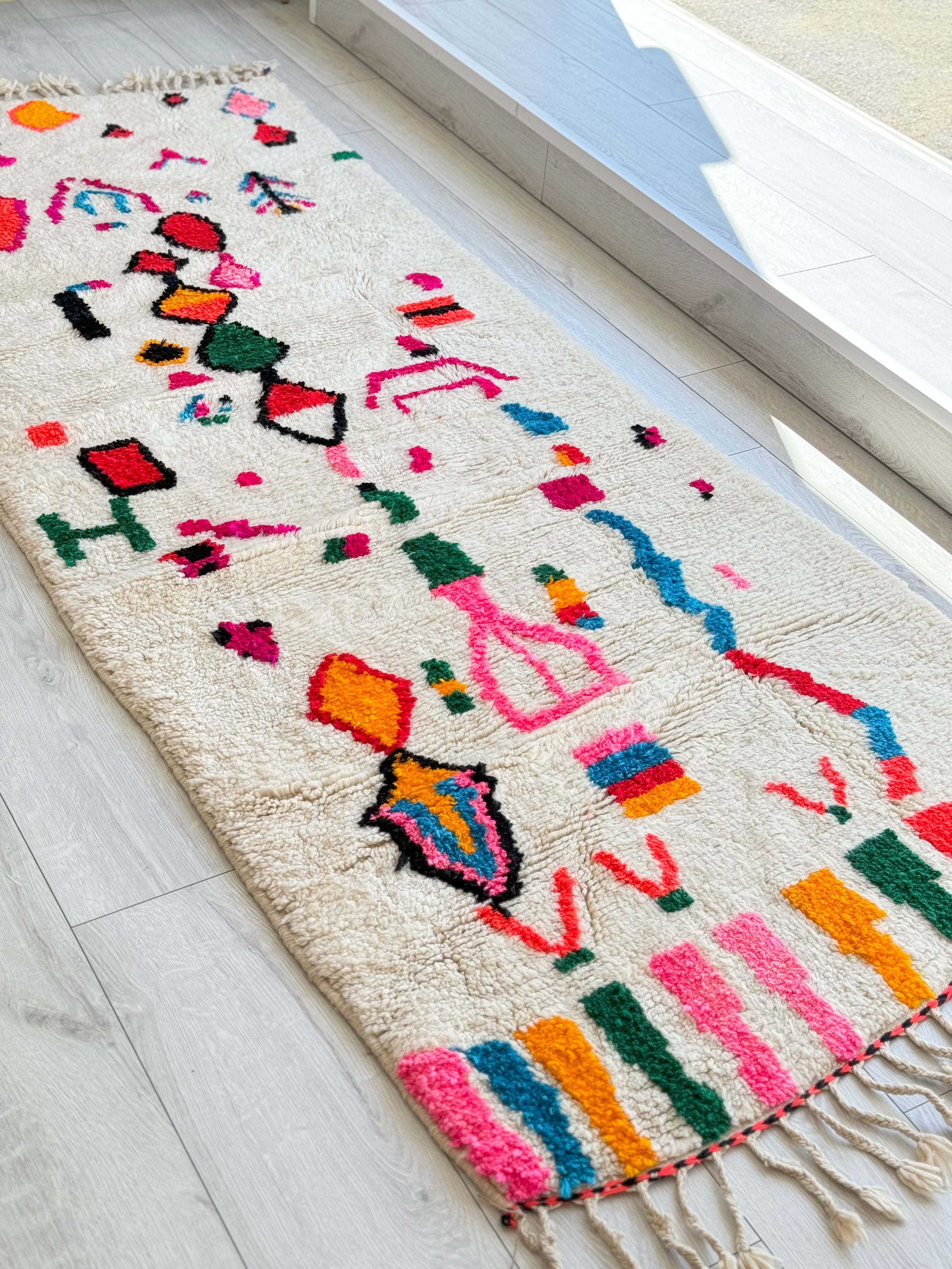 Colorful Moroccan Runner Rug 100 x 268 cm / 3.3 x 8.8 ft - n°1400