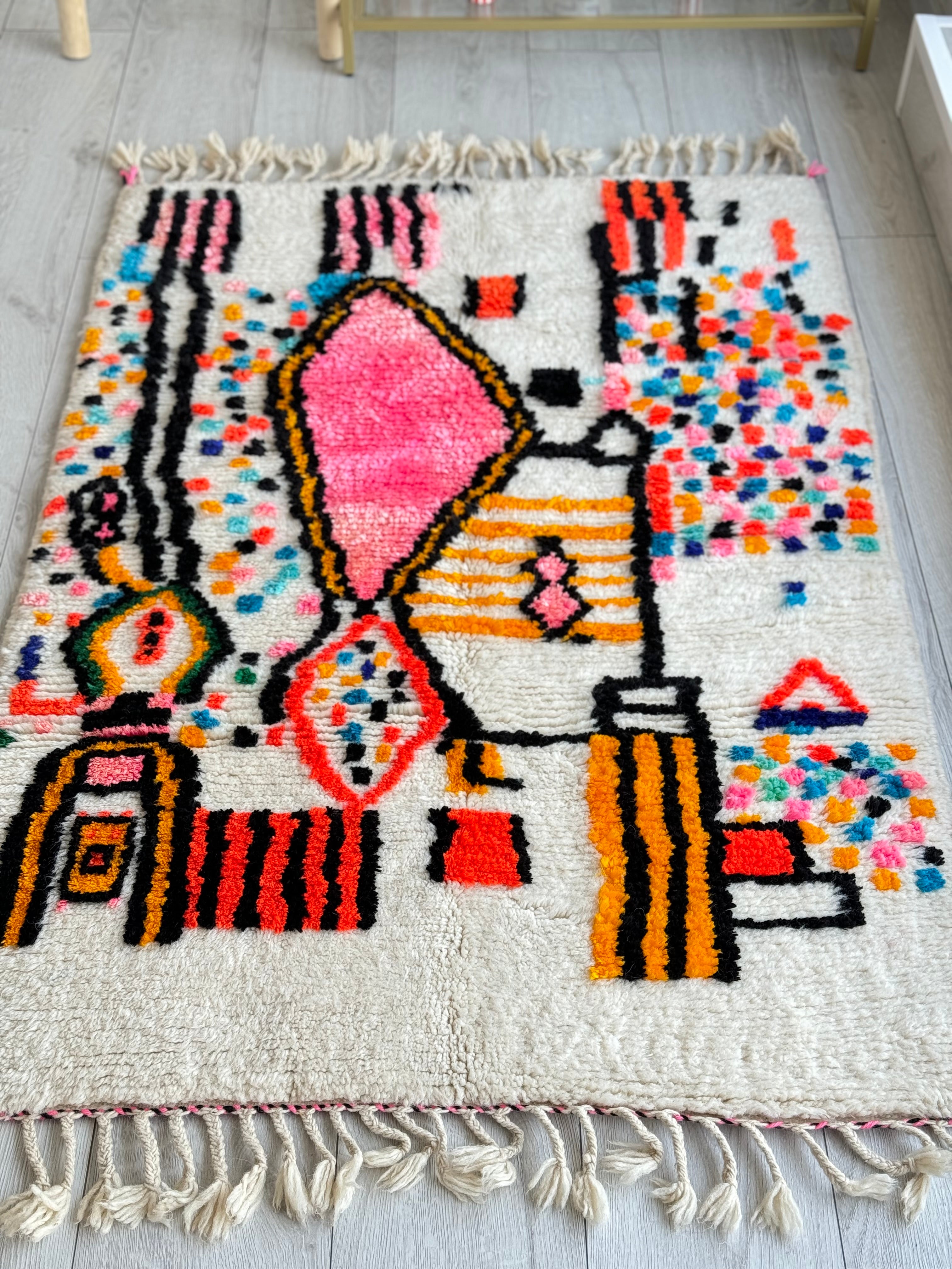 Colorful Berber rug 100 x 163 cm - n°1023