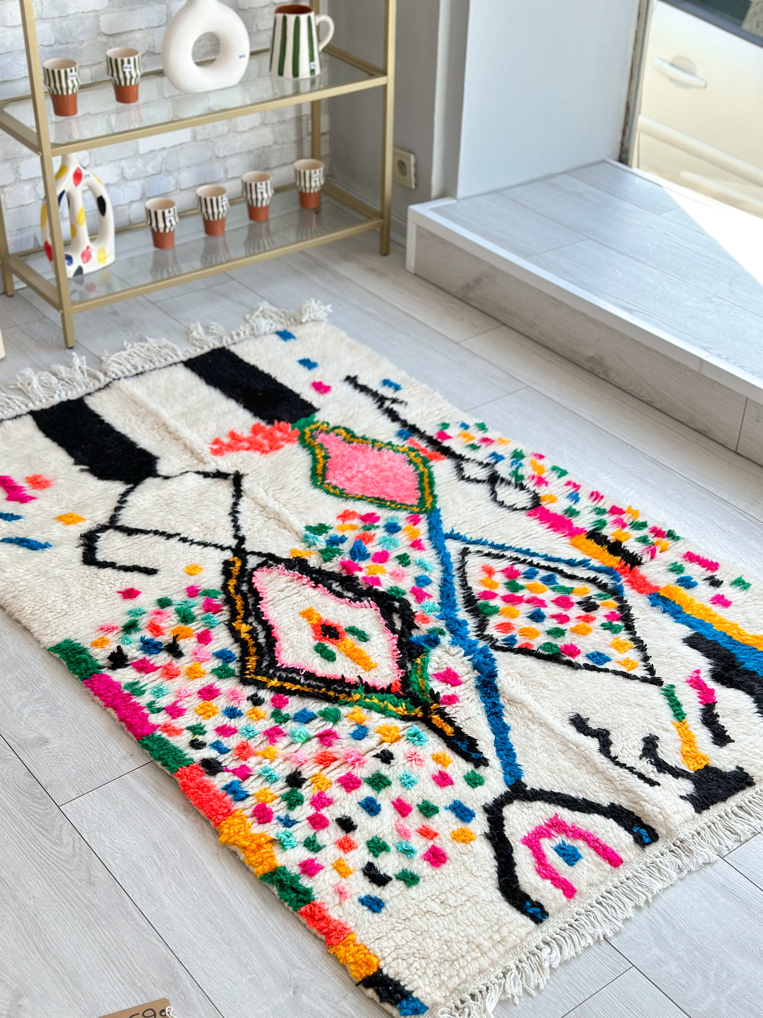 Colorful Berber rug 98 x 160 cm - n°657