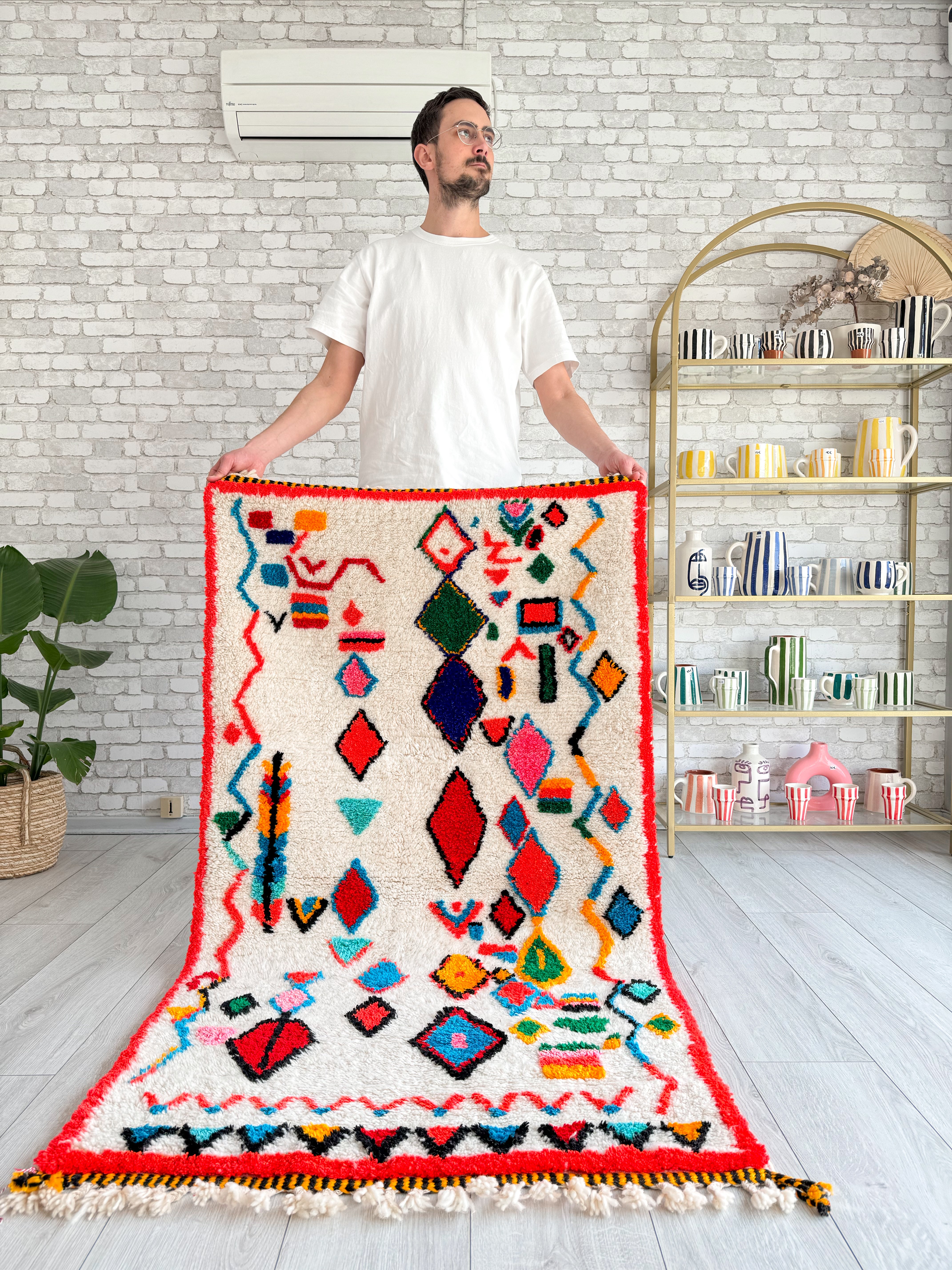 Colorful Berber rug 93 x 173 cm - n°876