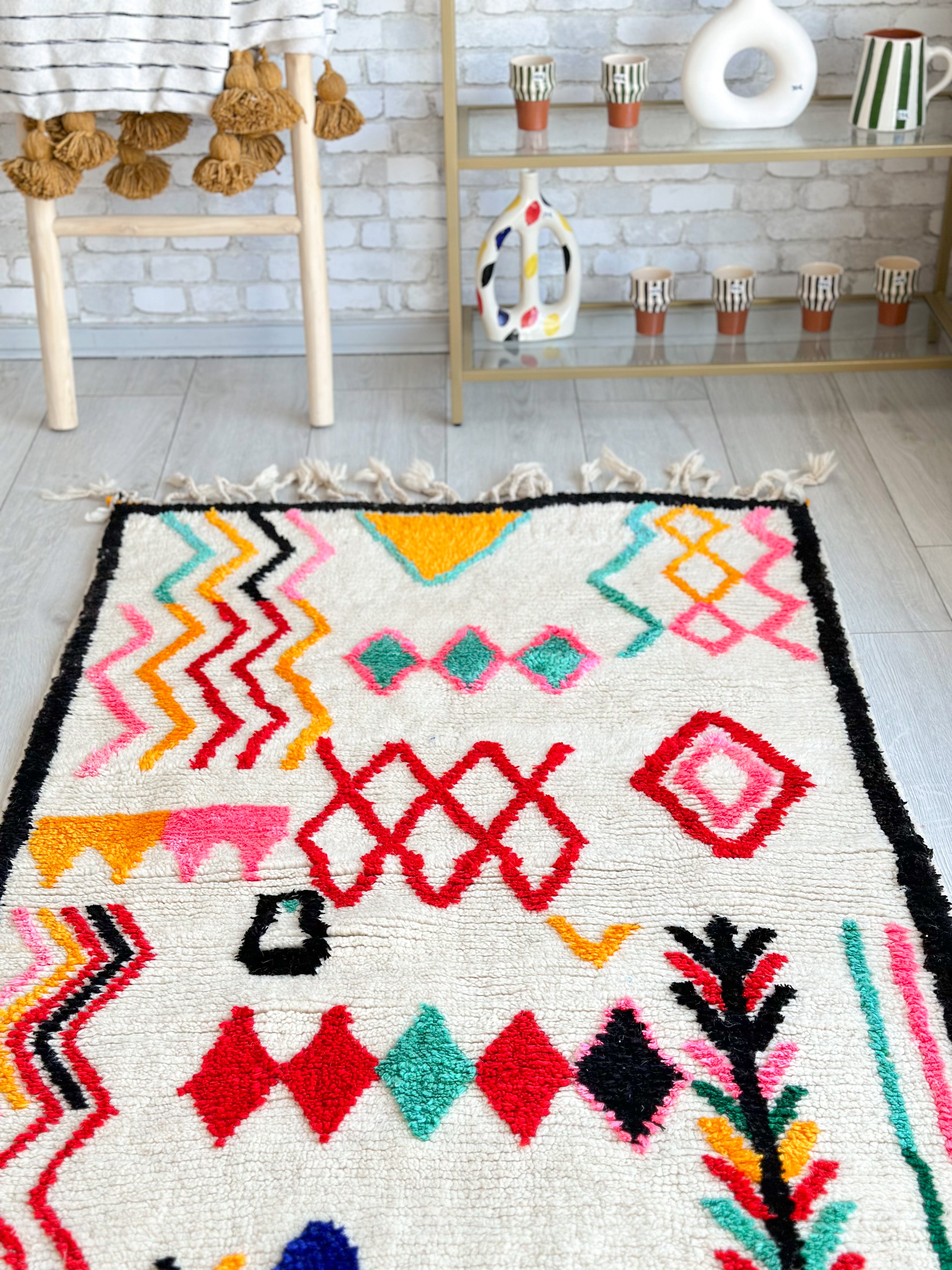 Colorful Berber rug 98 x 178 cm - n°643