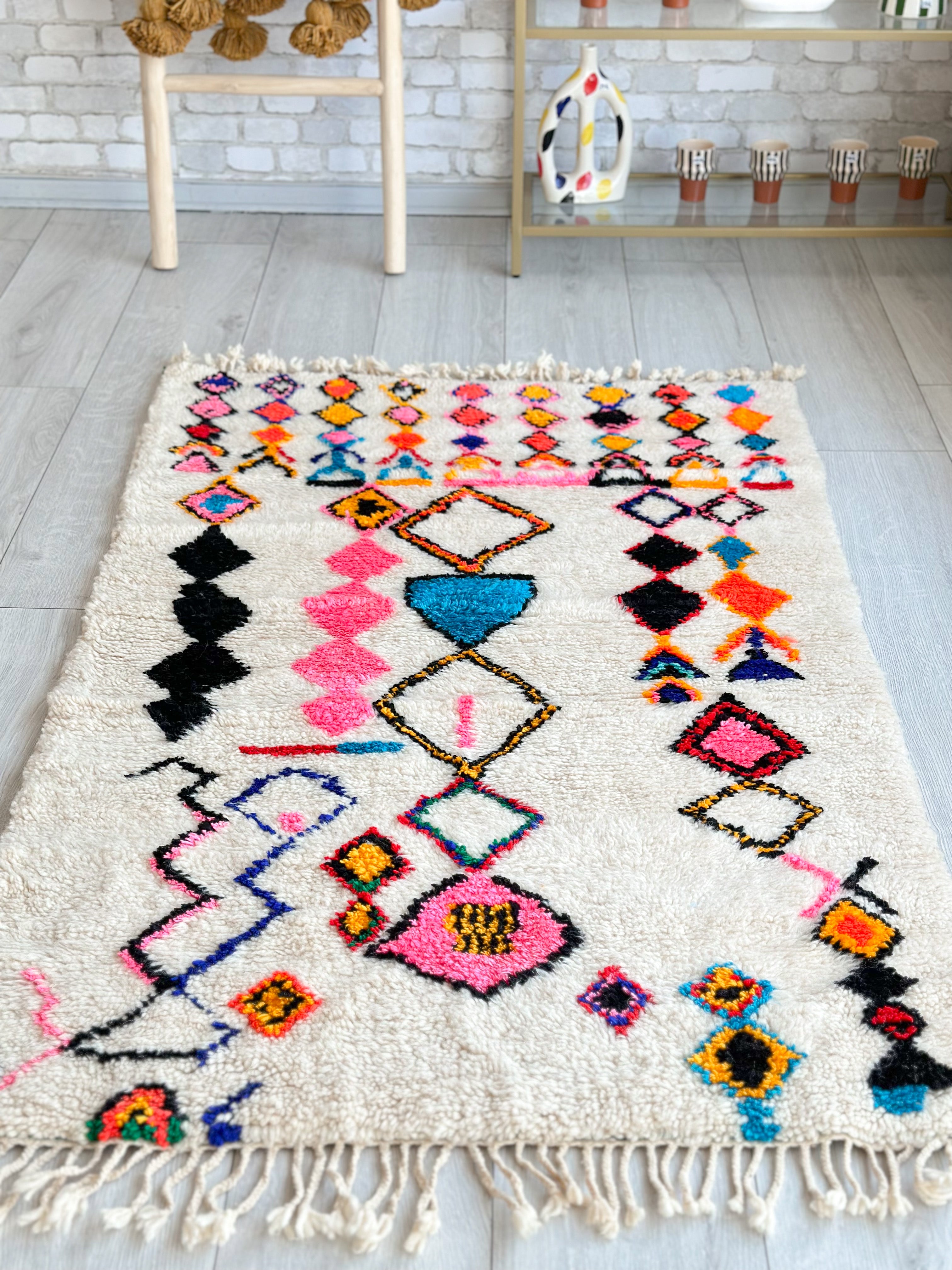 Tapis berbère coloré 94 x 163 cm - n°639