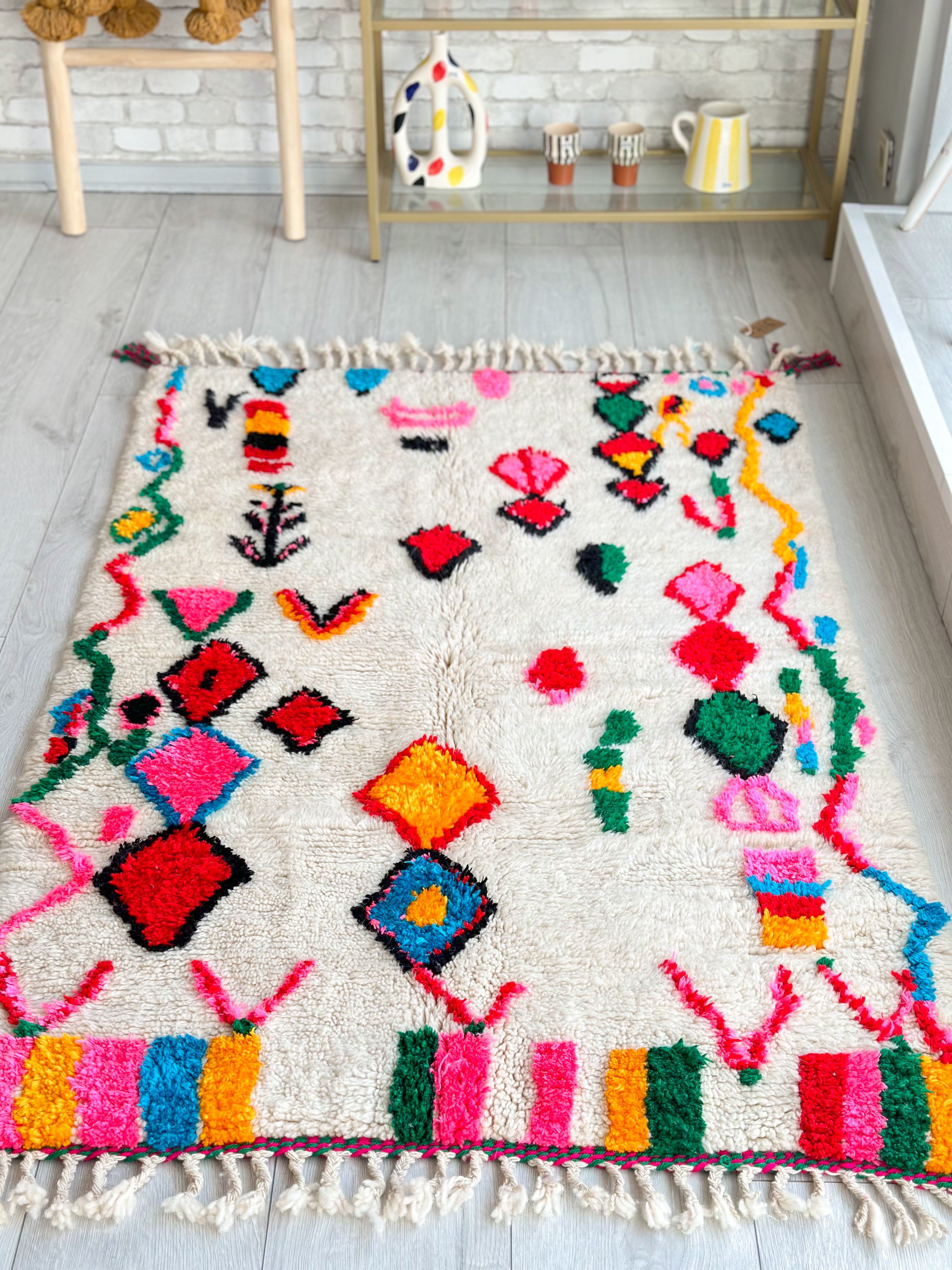 Colorful Berber rug 100 x 165 cm - n°716