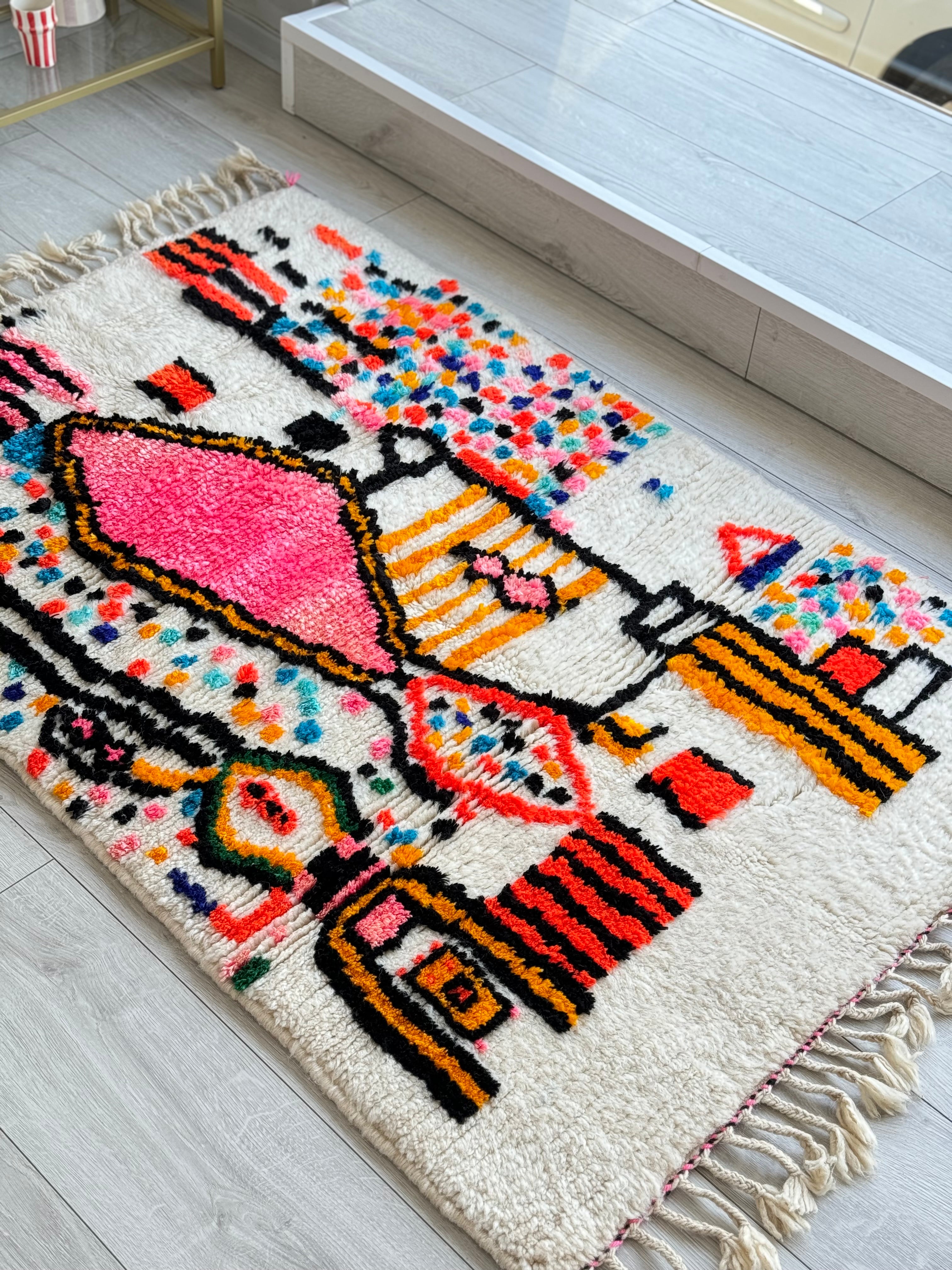 Colorful Berber rug 100 x 163 cm - n°1023