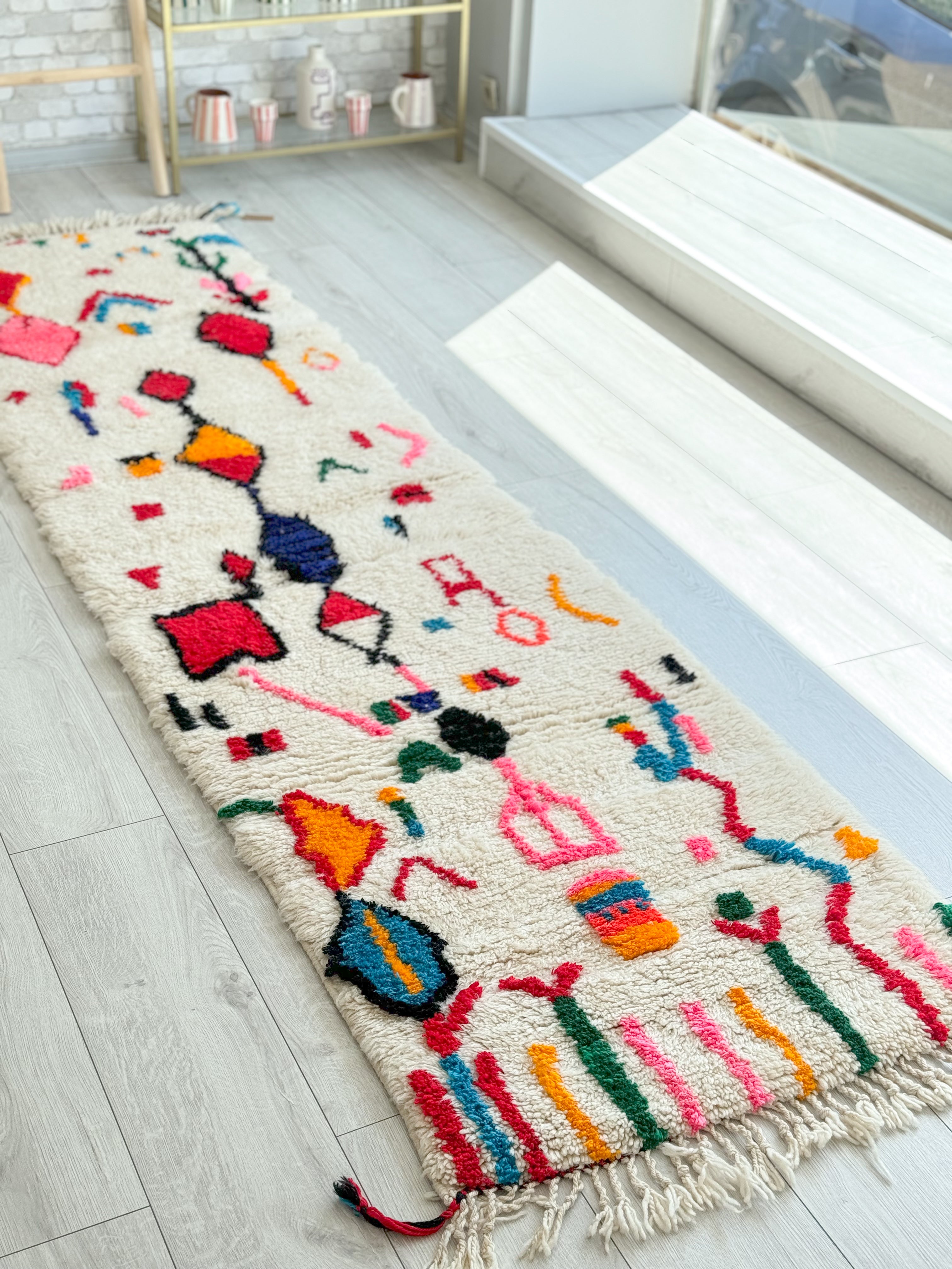 Tapis berbère de couloir coloré 80 x 312 cm - n°1222