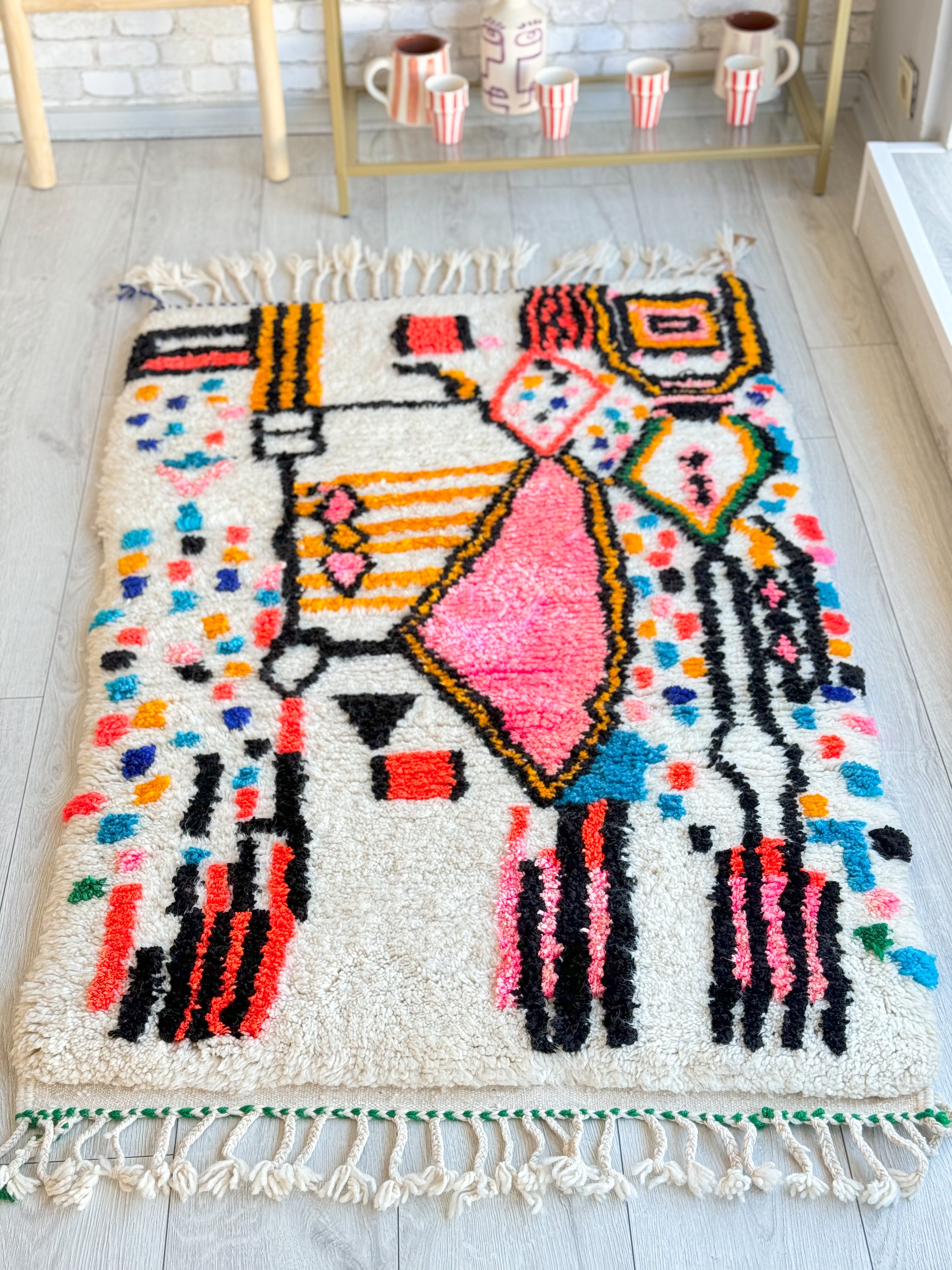 Tapis berbère coloré 93 x 160 cm - n°919