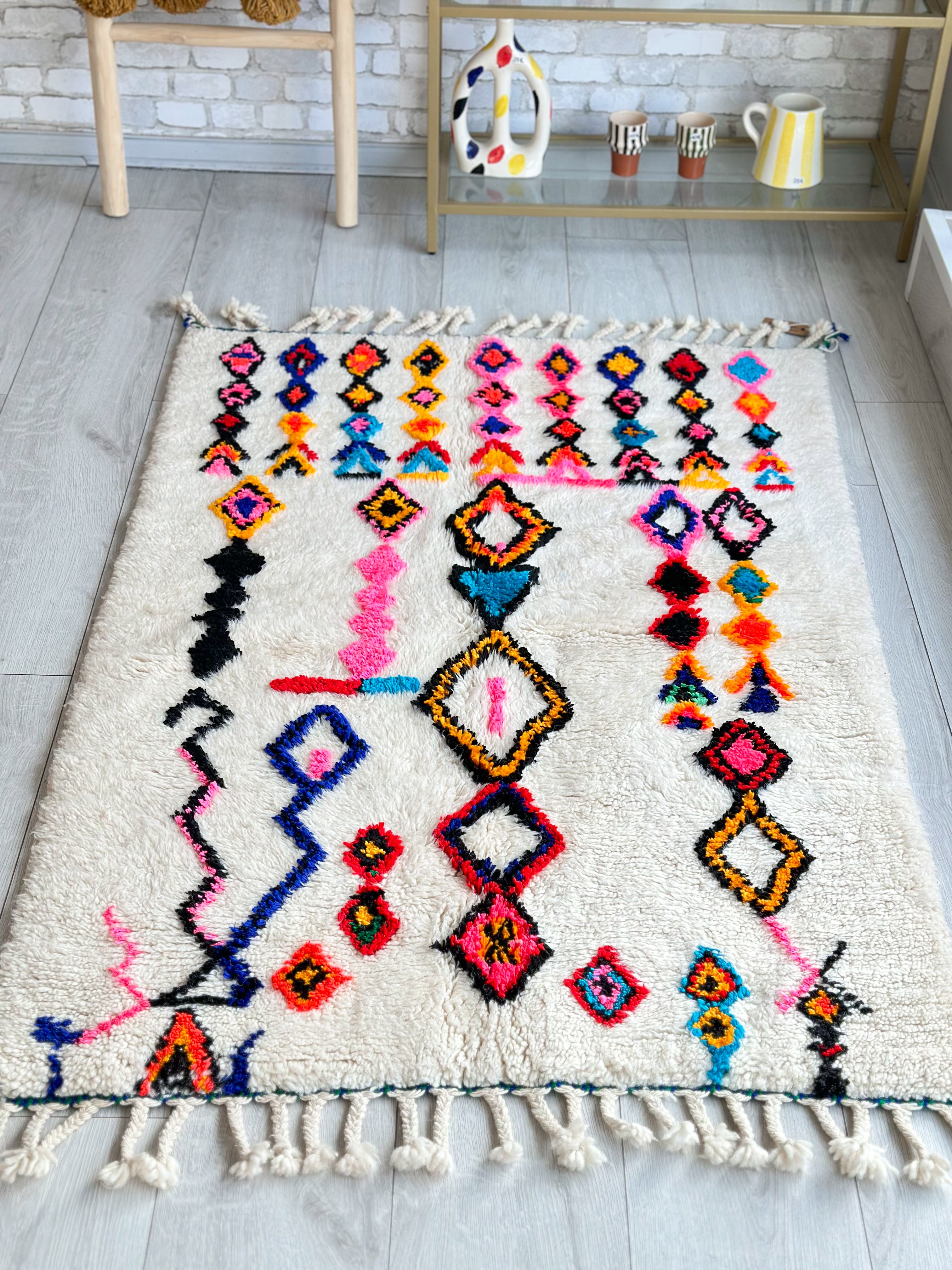 Colorful Berber rug 100 x 155 cm - n°715