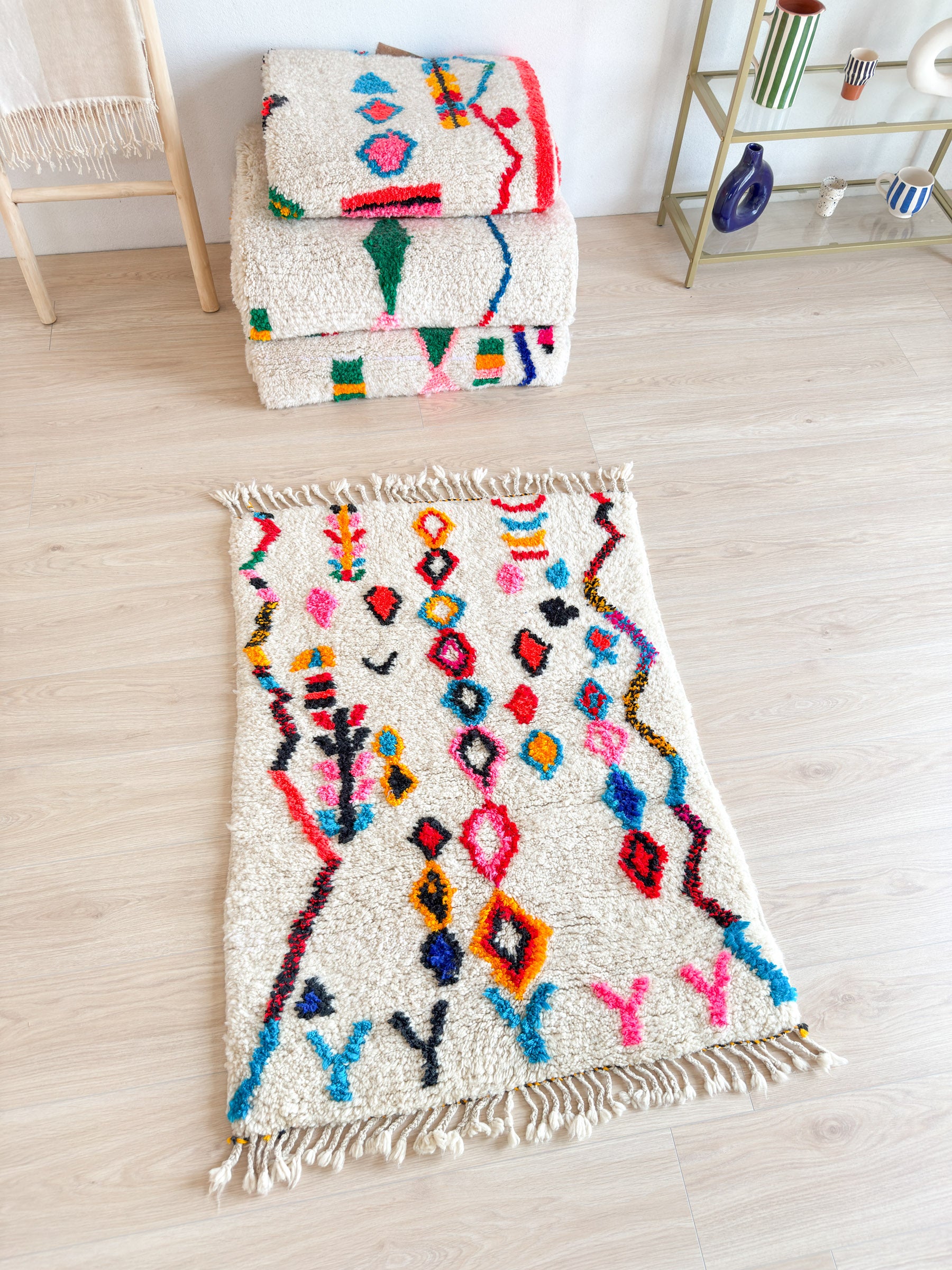 Tapis berbère coloré 91 x 135 cm - n°2081