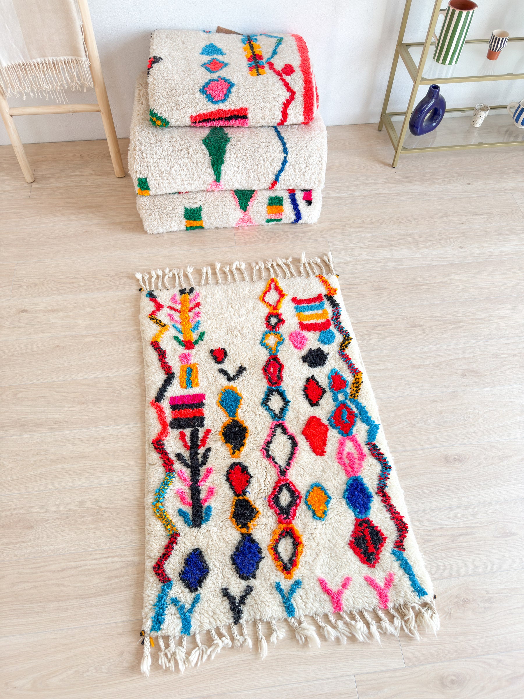 Tapis berbère coloré 77 x 132 cm - n°1937