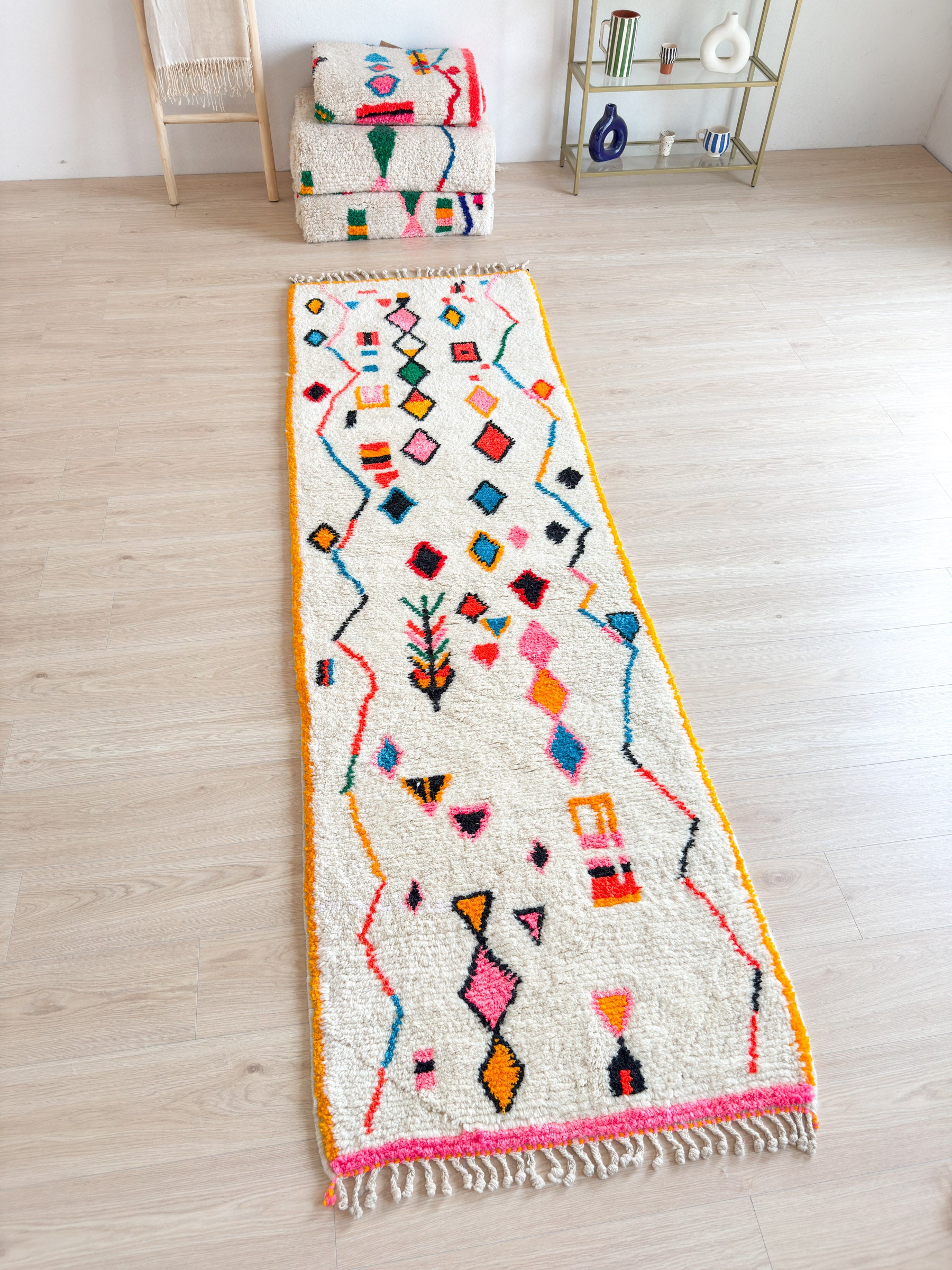 Tapis de couloir berbère coloré 91 x 306 cm - n°2104