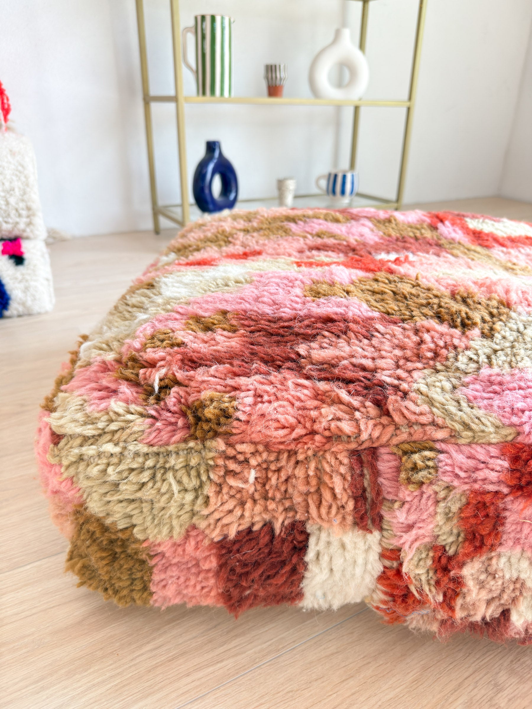Pouf Marocain, pouf berbère coloré - 60 x 60 cm - n°24